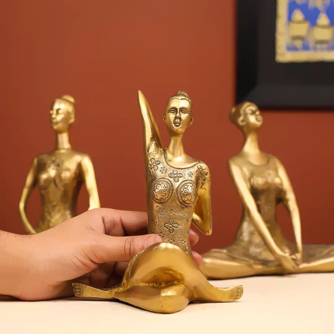 7" Brass Yoga Lady Set of 3 - Table Decor - Image 5