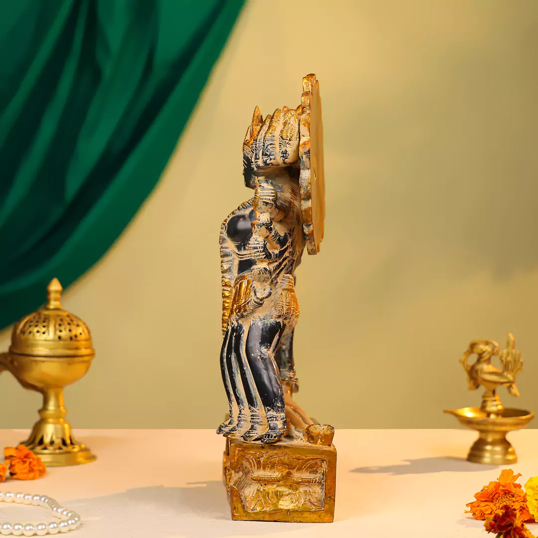 15" Coloured Brass Goddess Kali Idol Antique Finish - Image 4