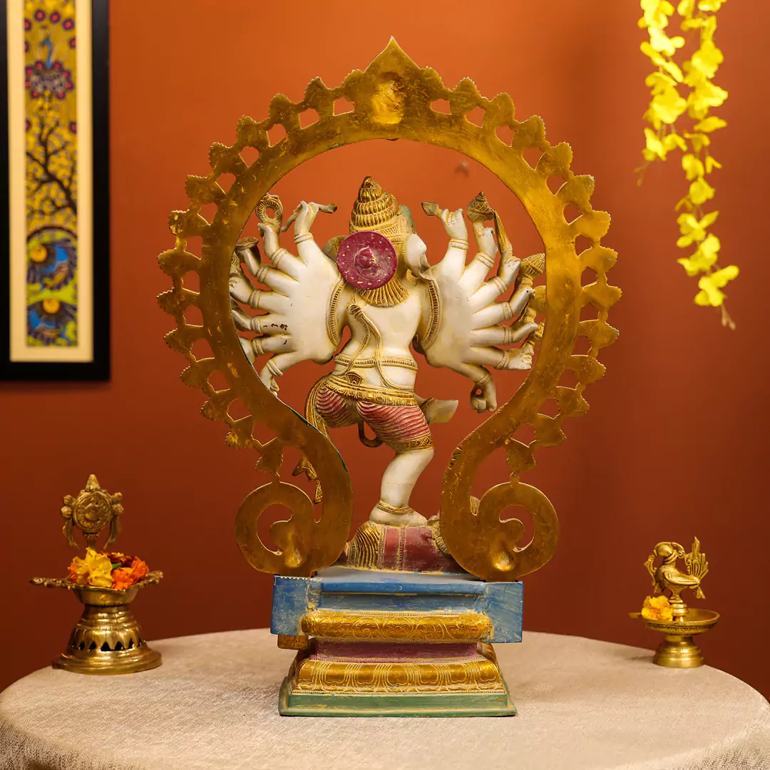 Coloured Brass Lord Ganesh Nataraja - Image 3