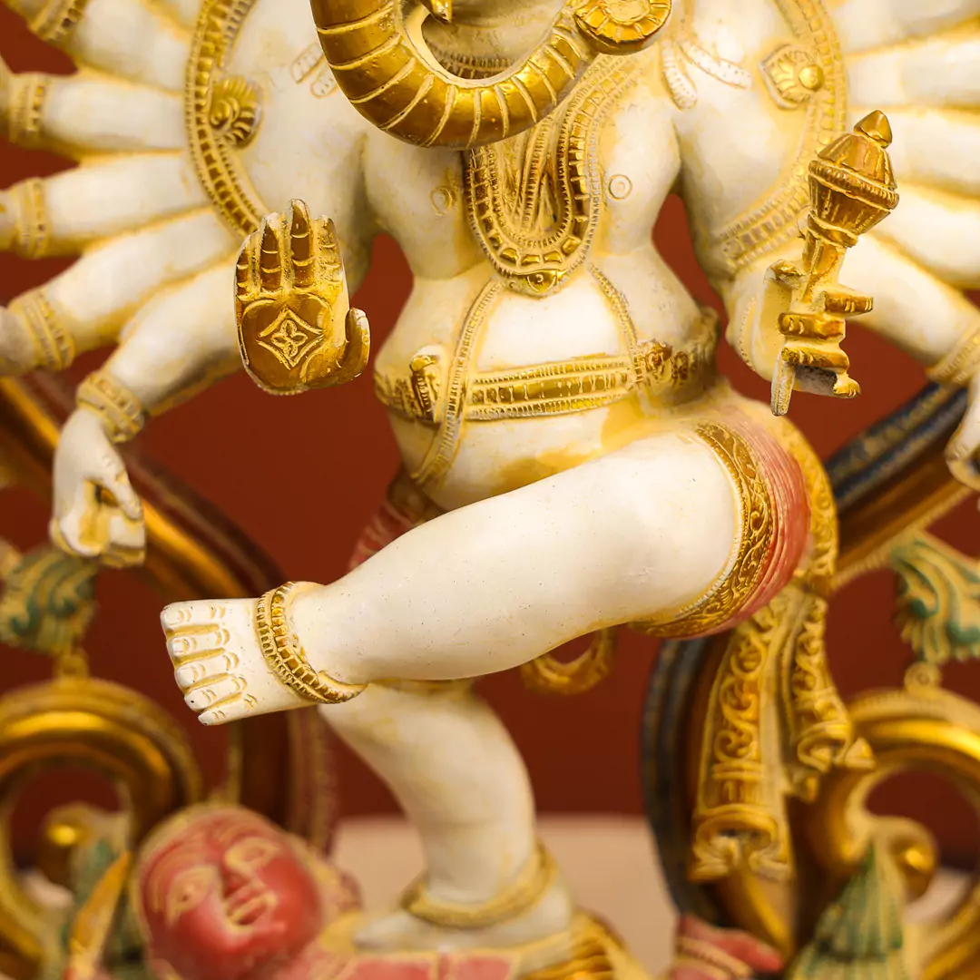 Coloured Brass Lord Ganesh Nataraja - Image 5