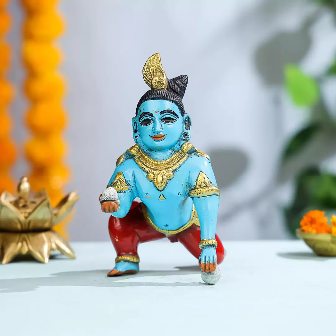 Coloured Brass Laddu Bal Gopal