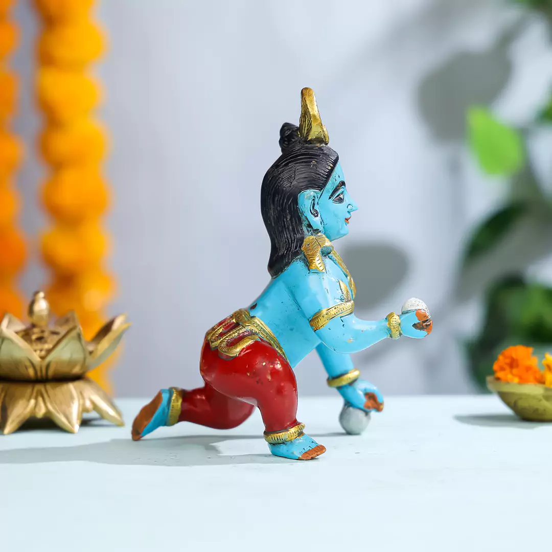 Coloured Brass Laddu Bal Gopal - Image 2