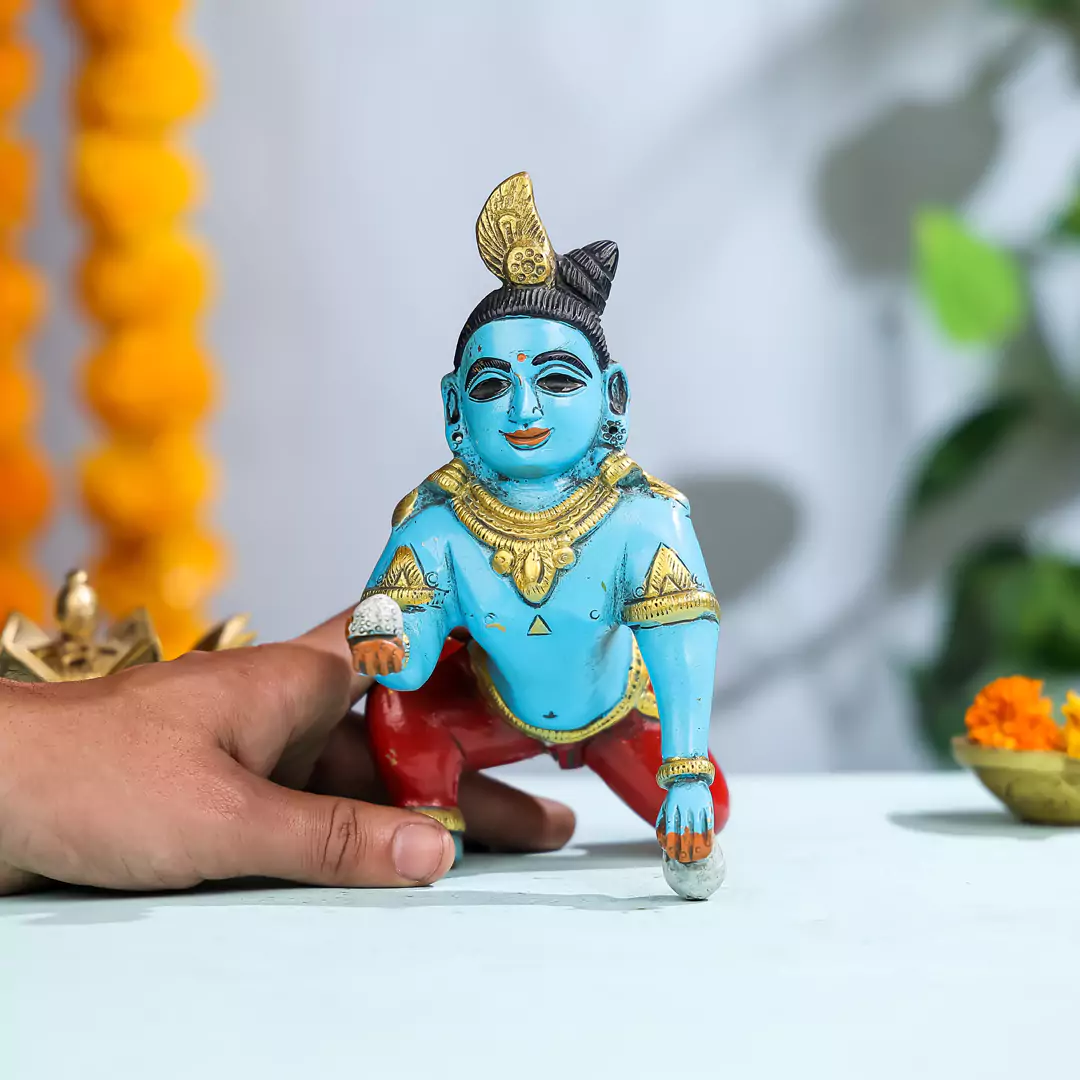 Coloured Brass Laddu Bal Gopal - Image 3