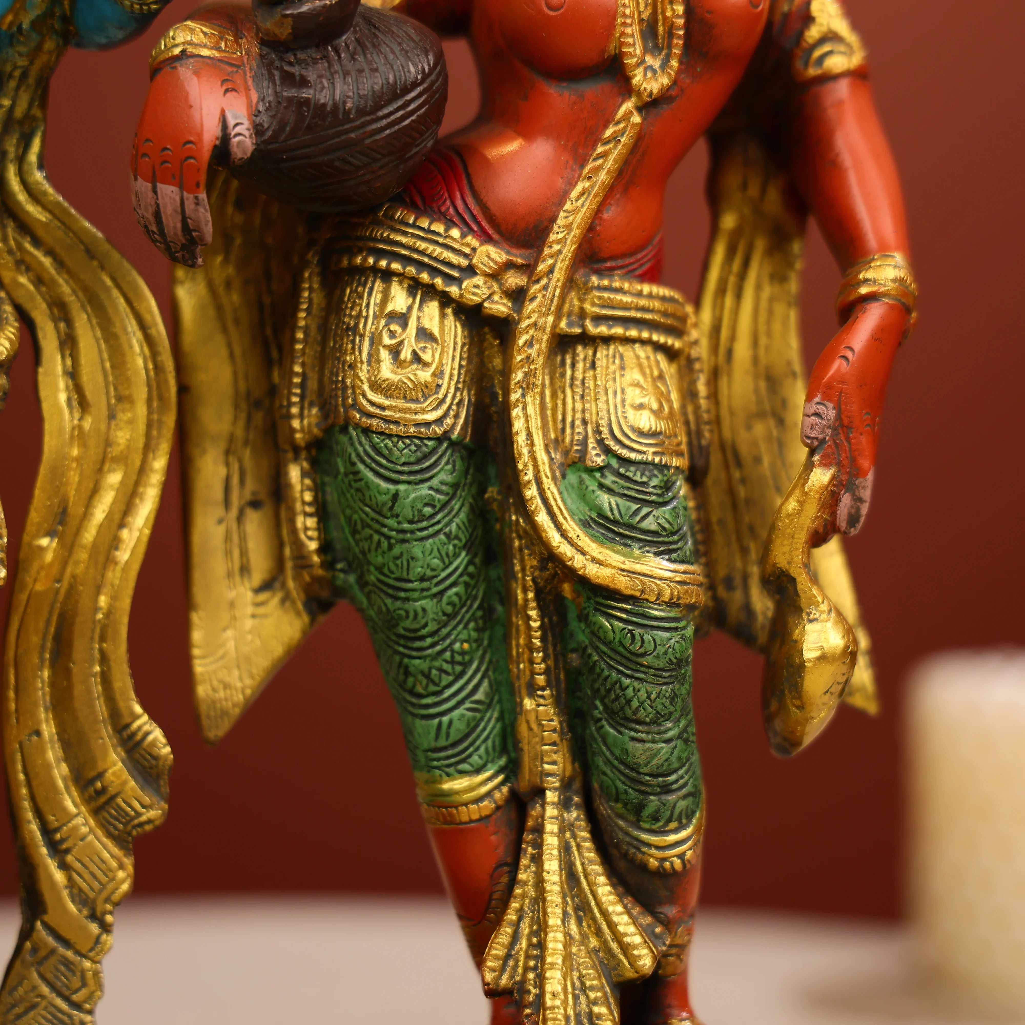 12" Coloured Brass Lord Radha And Krishna Statue - Image 9