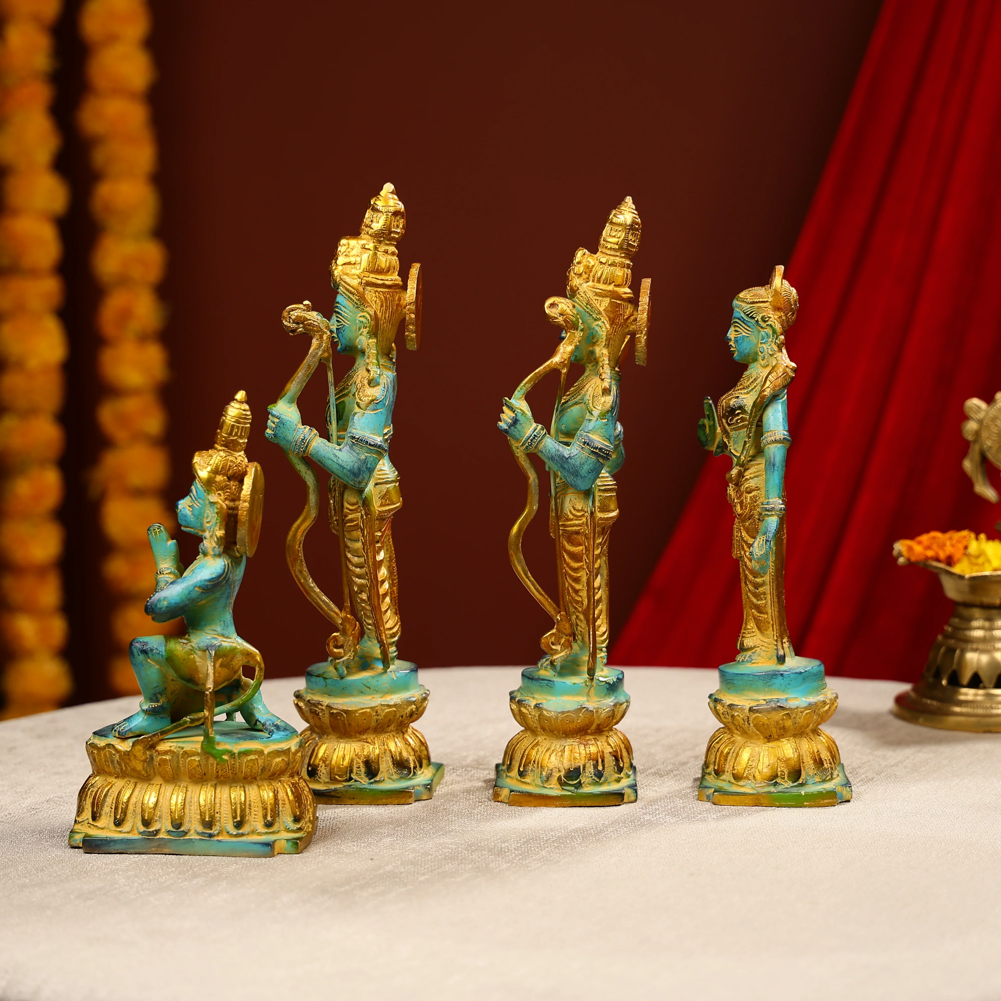 Coloured Brass Ram Darbar Statue - Image 3