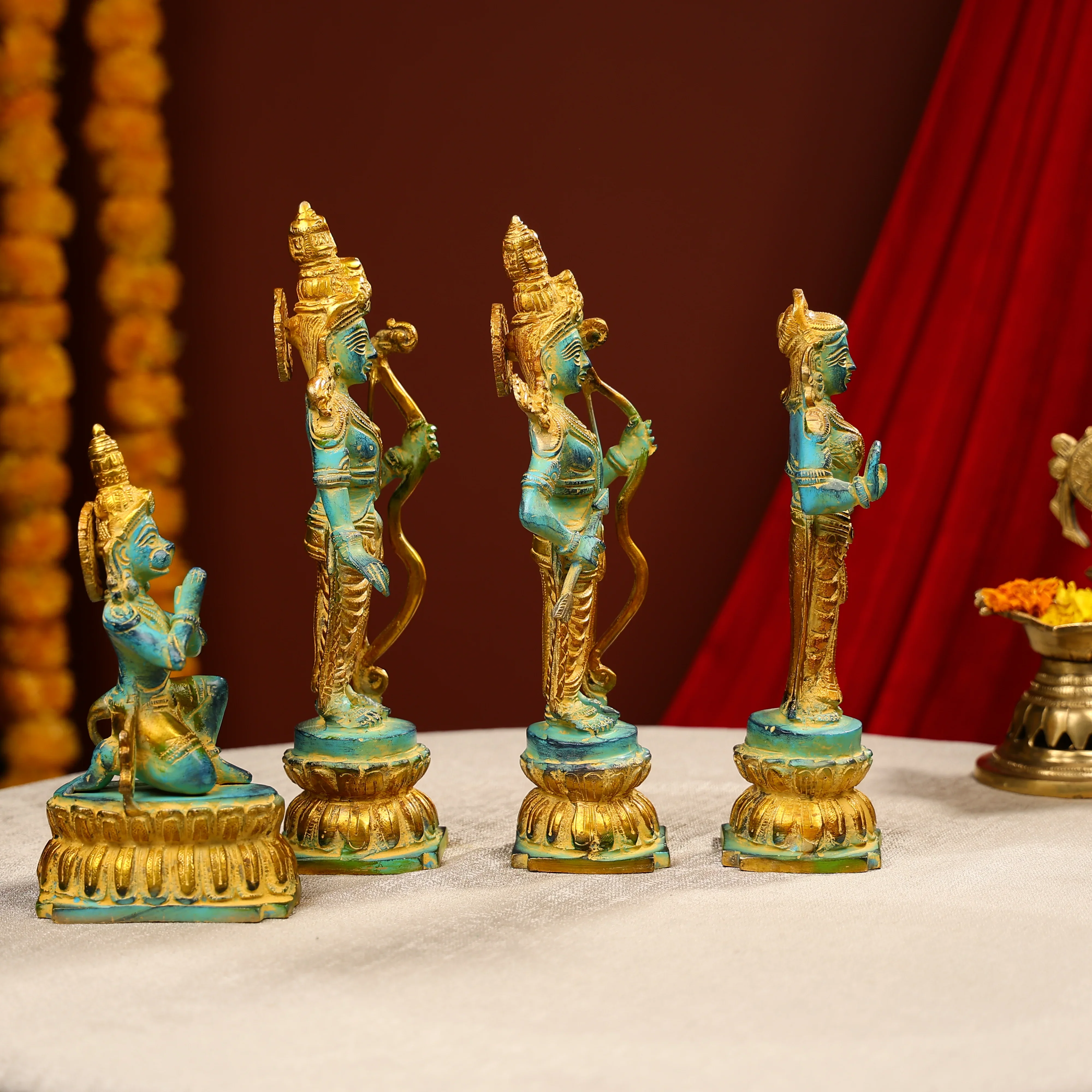 Coloured Brass Ram Darbar Statue - Image 5