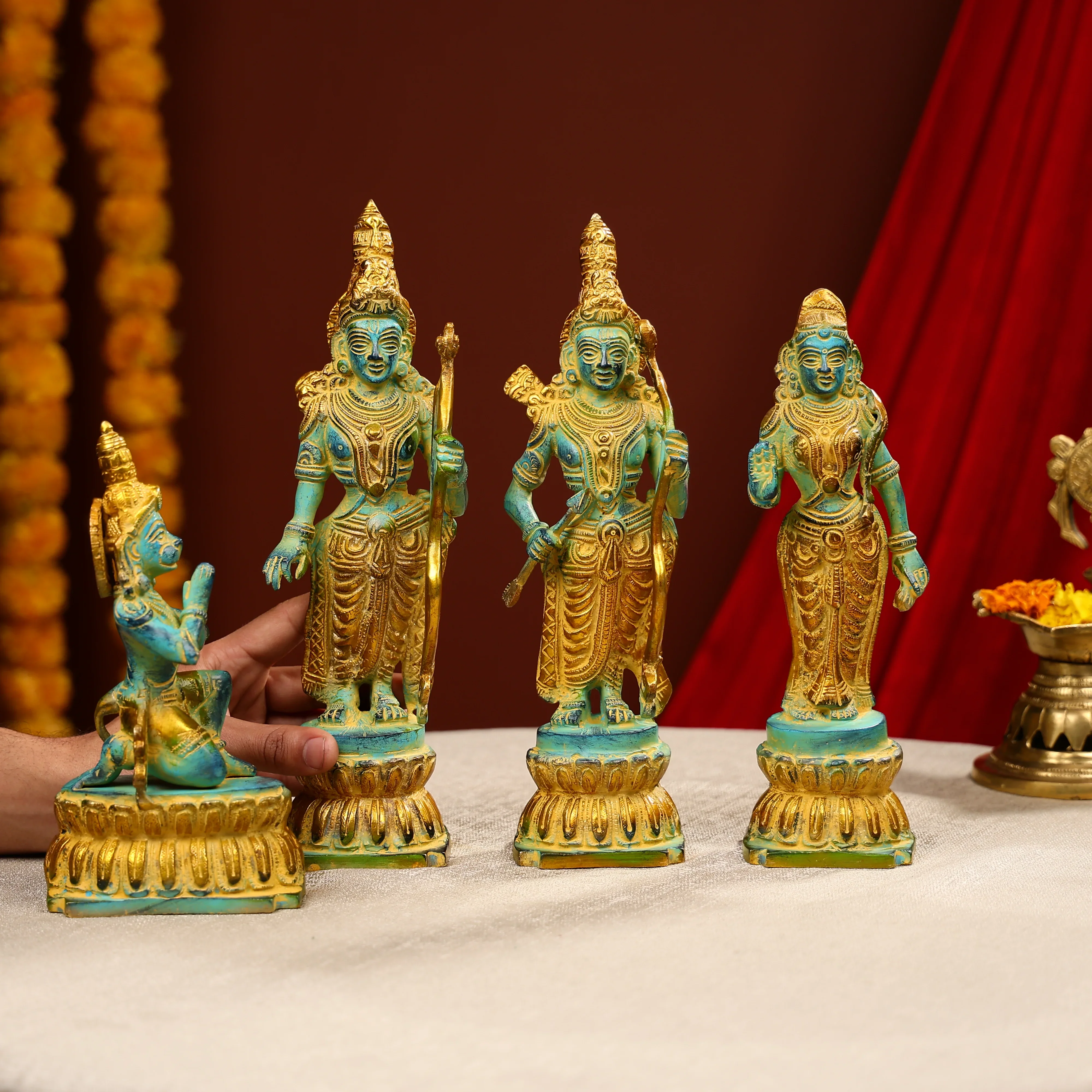 Coloured Brass Ram Darbar Statue - Image 6
