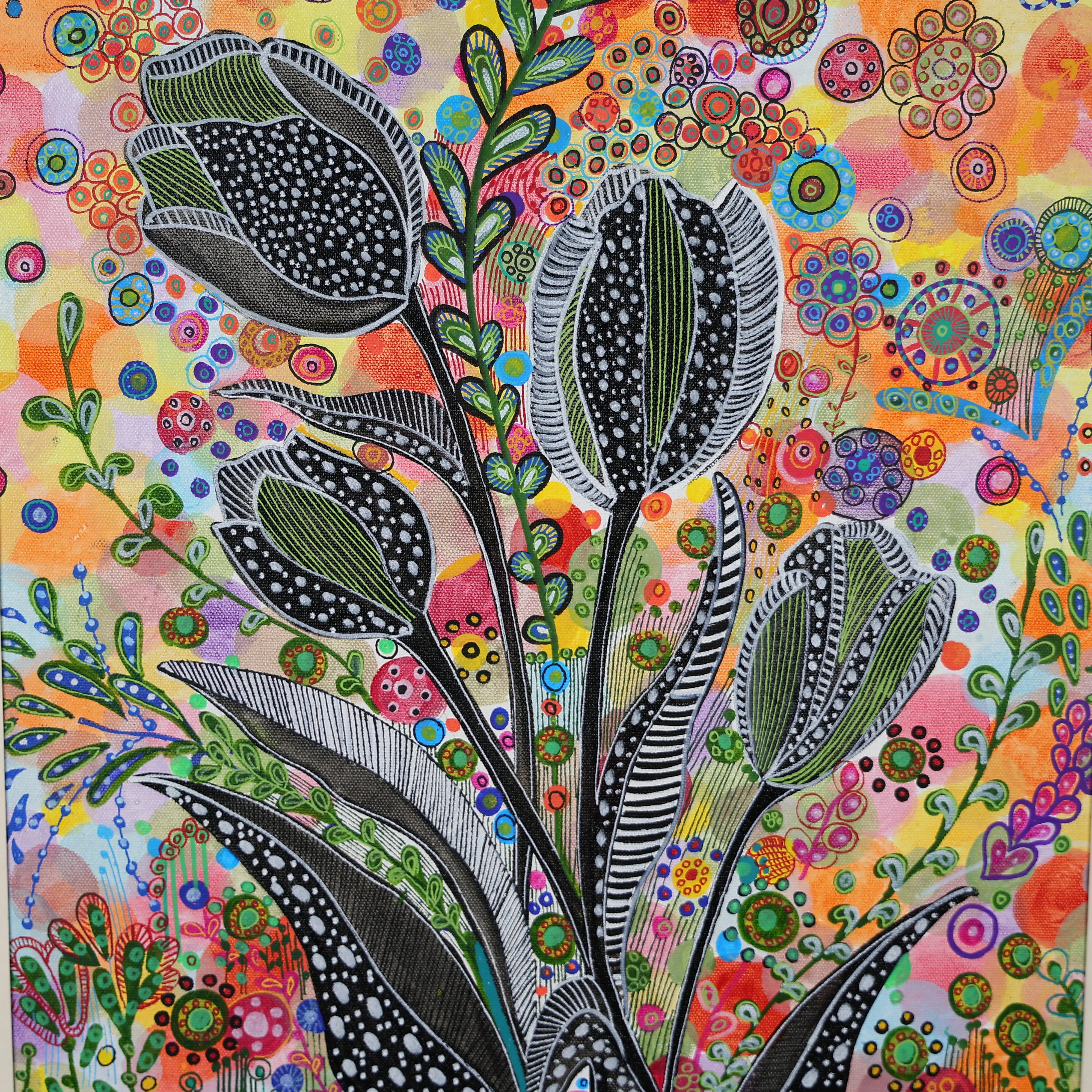 Hand-painted Canvas Tulip Flower Wall Art - Image 3