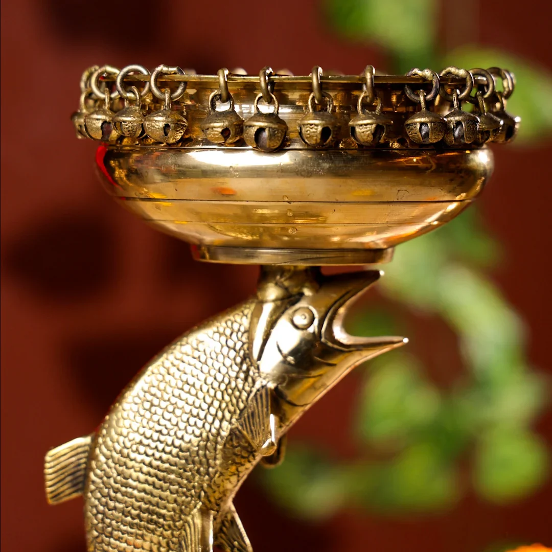 Designer Fish Brass Urli - Image 3