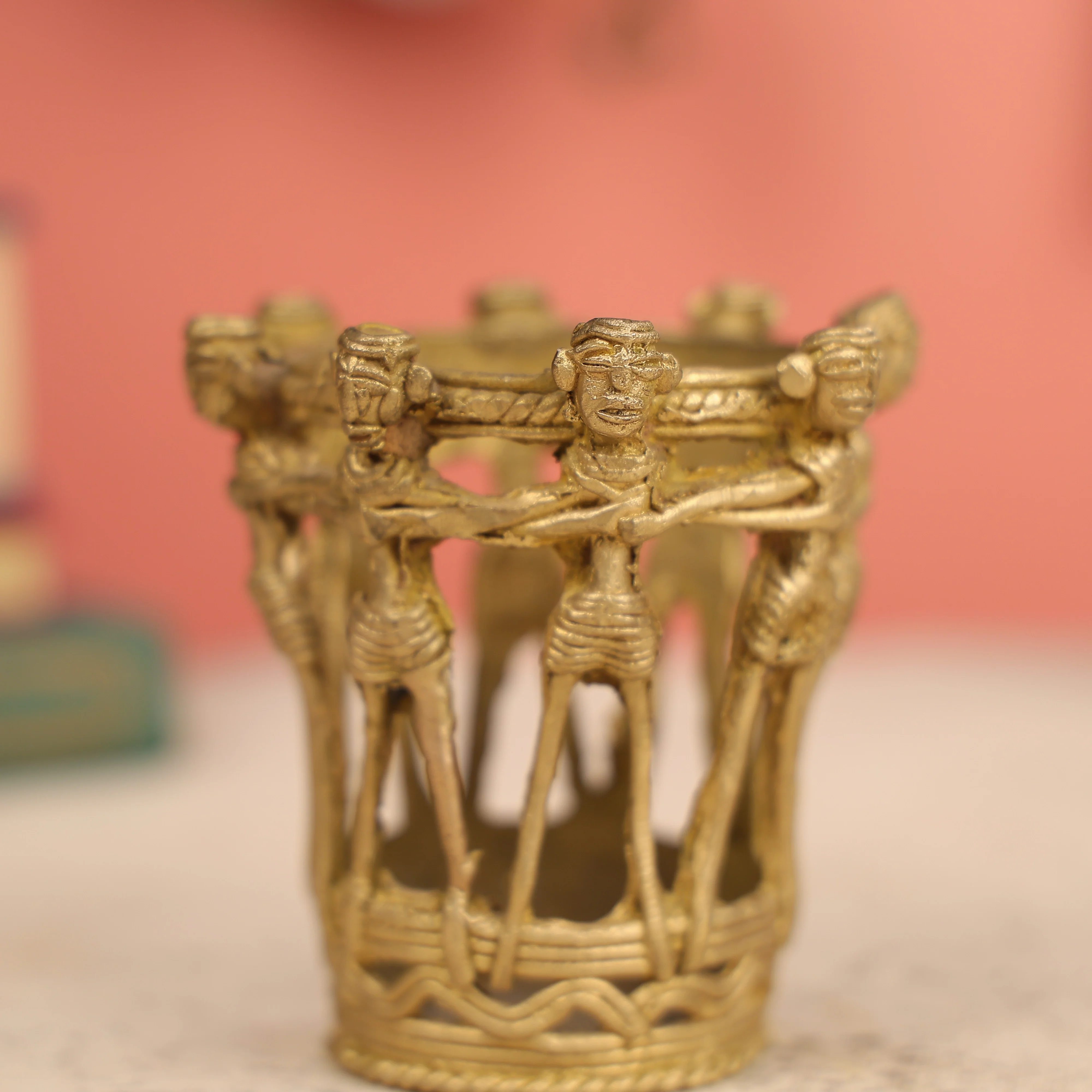 4" Dhokra Art Tribal Pen Holder - Image 4