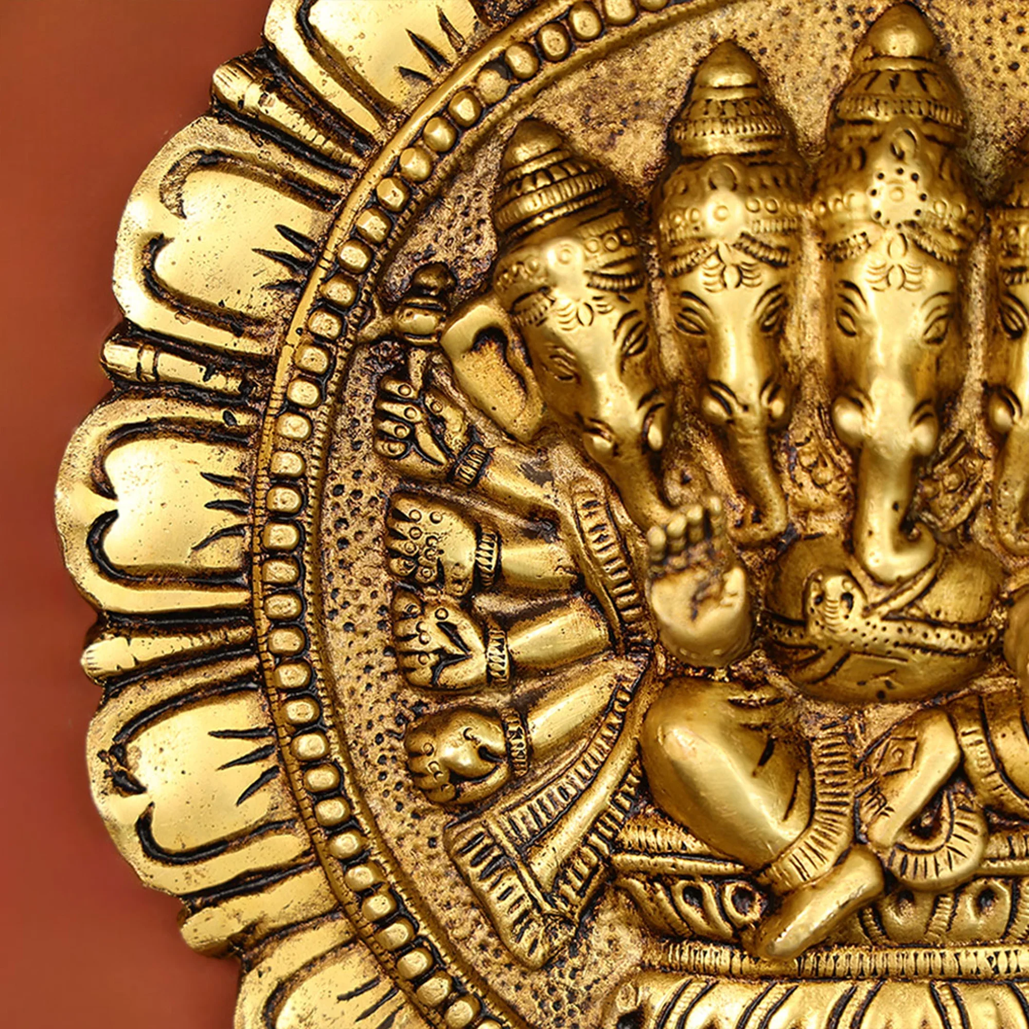 Five-Headed Ganesha Wall Hanging Plate In Brass - Image 2