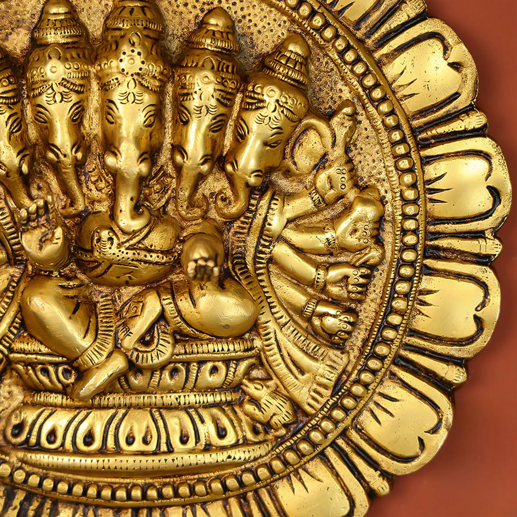 Five-Headed Ganesha Wall Hanging Plate In Brass - Image 3