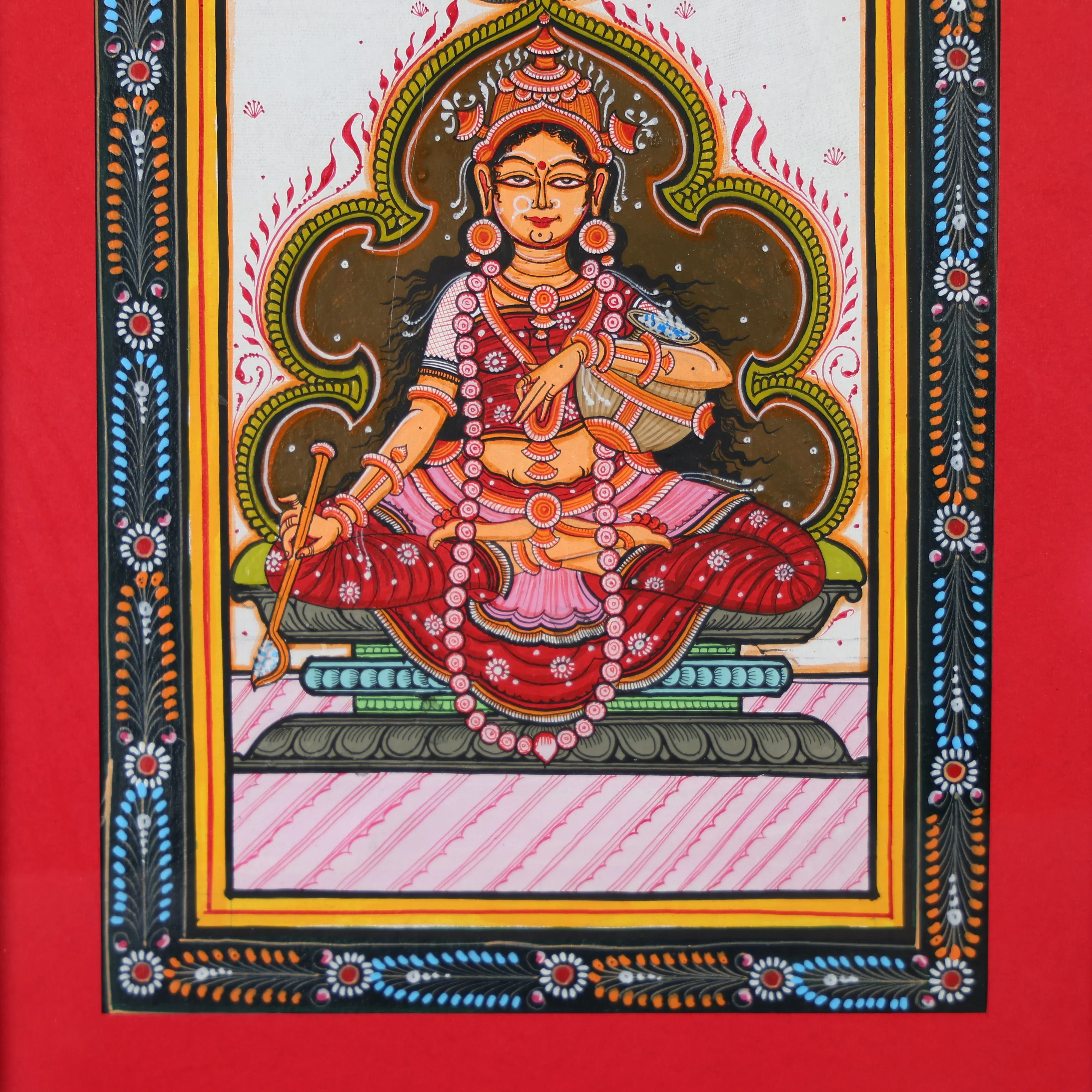 Pattachitra Hand-painted Goddess Annapurna Framed Wall Art - Image 4