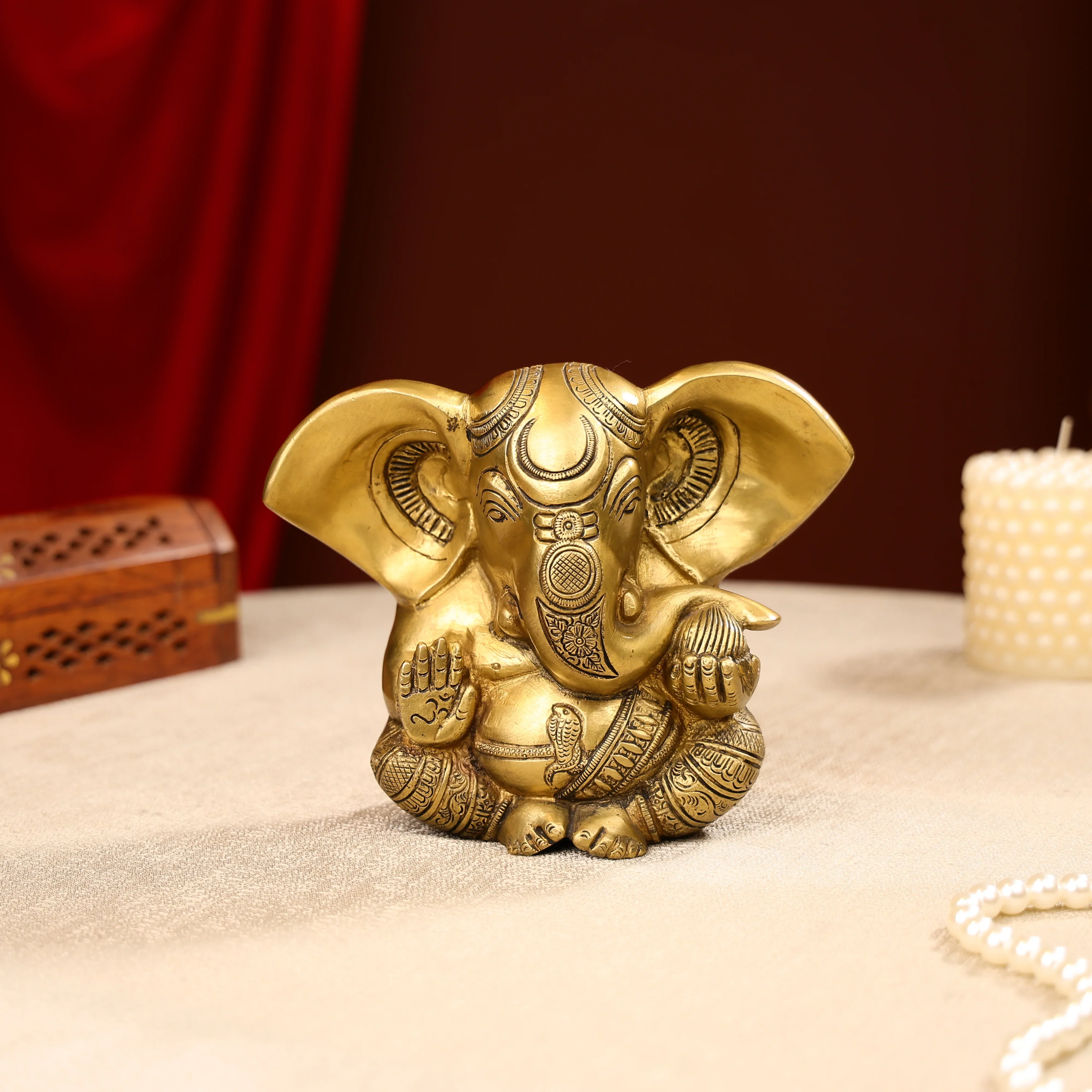 Brass Lord Appu Ganesha Idol In A Sitting Posture