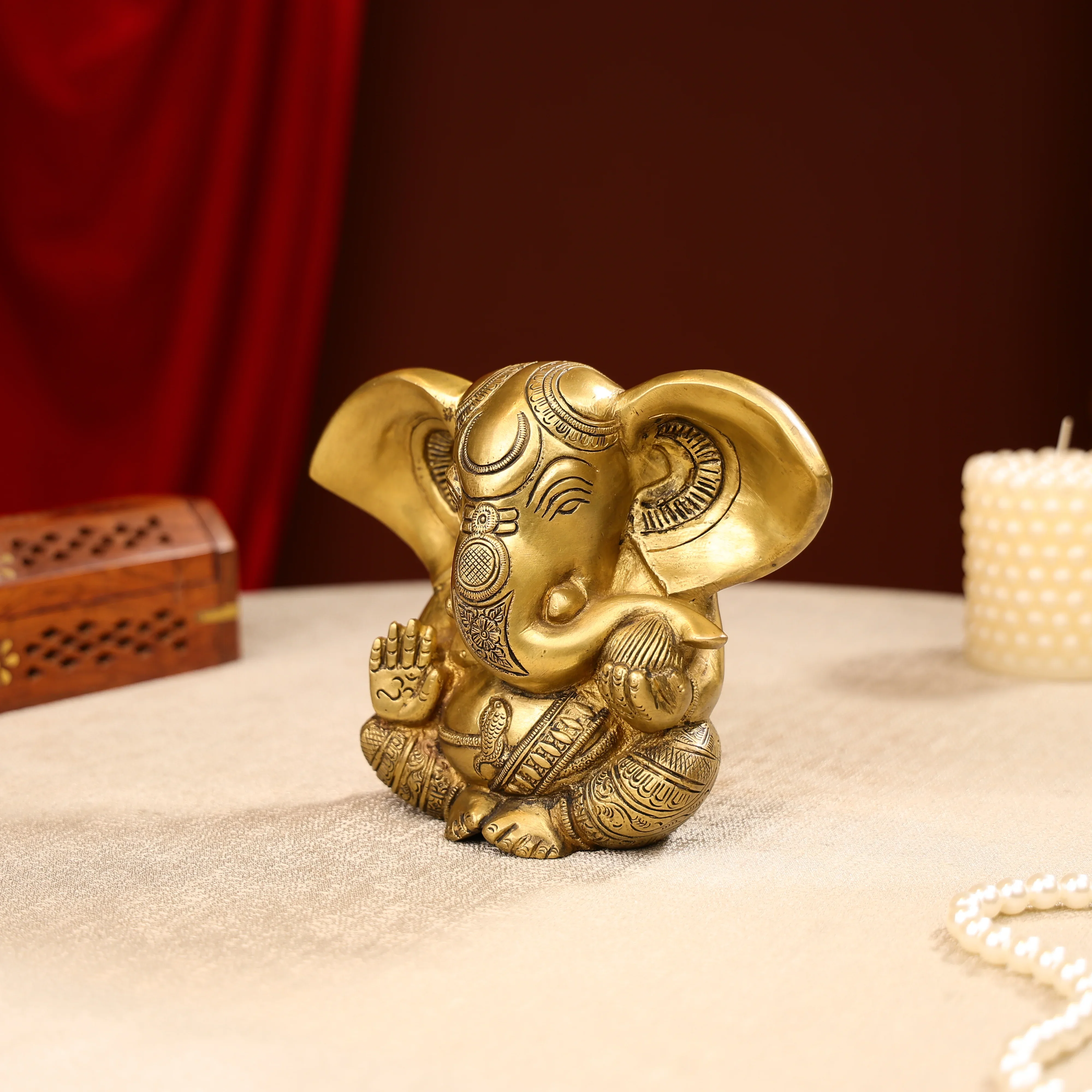 Brass Lord Appu Ganesha Idol In A Sitting Posture - Image 2