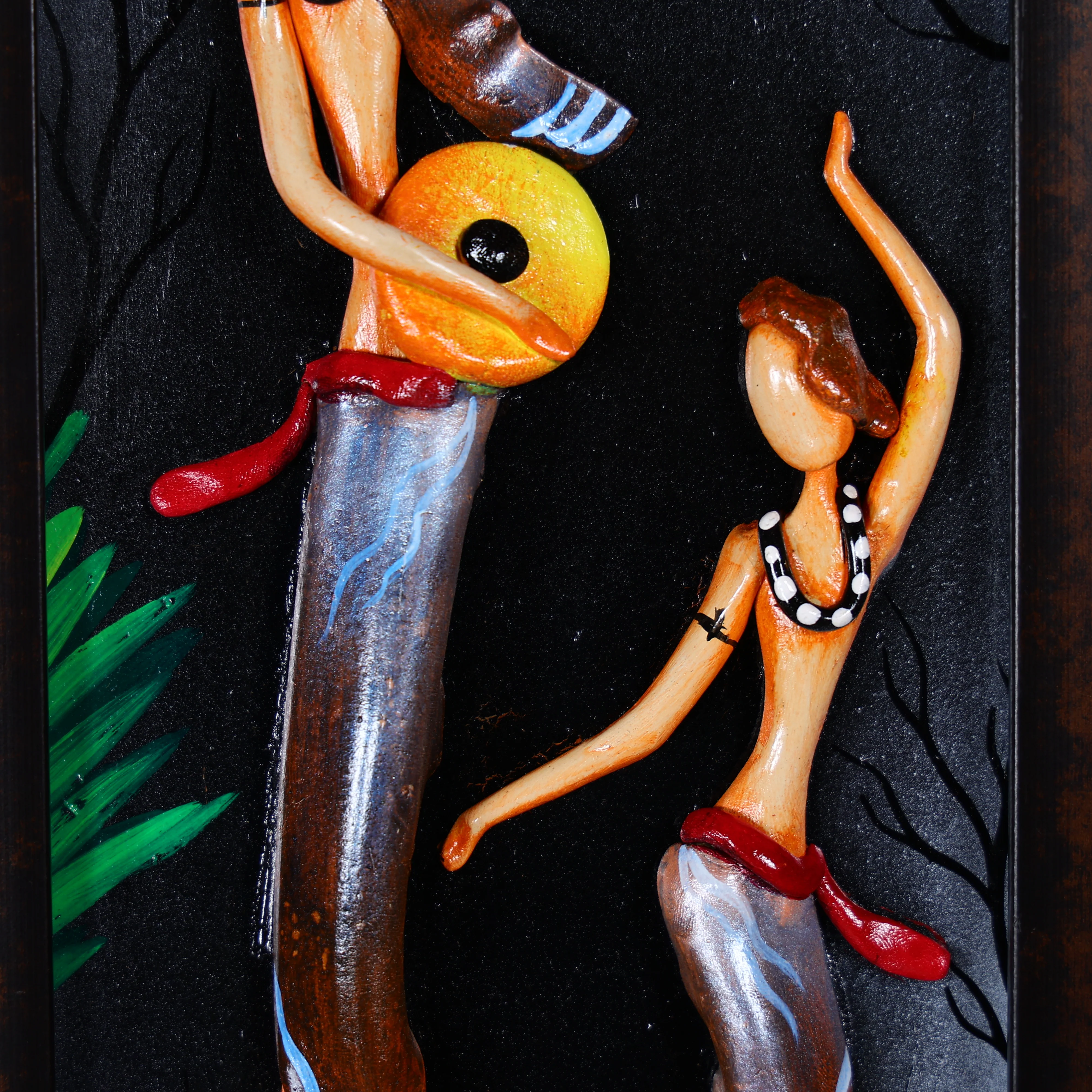 23" Hand Painted Clay Wall Art in Multicolored Finish - Vertical - Image 4