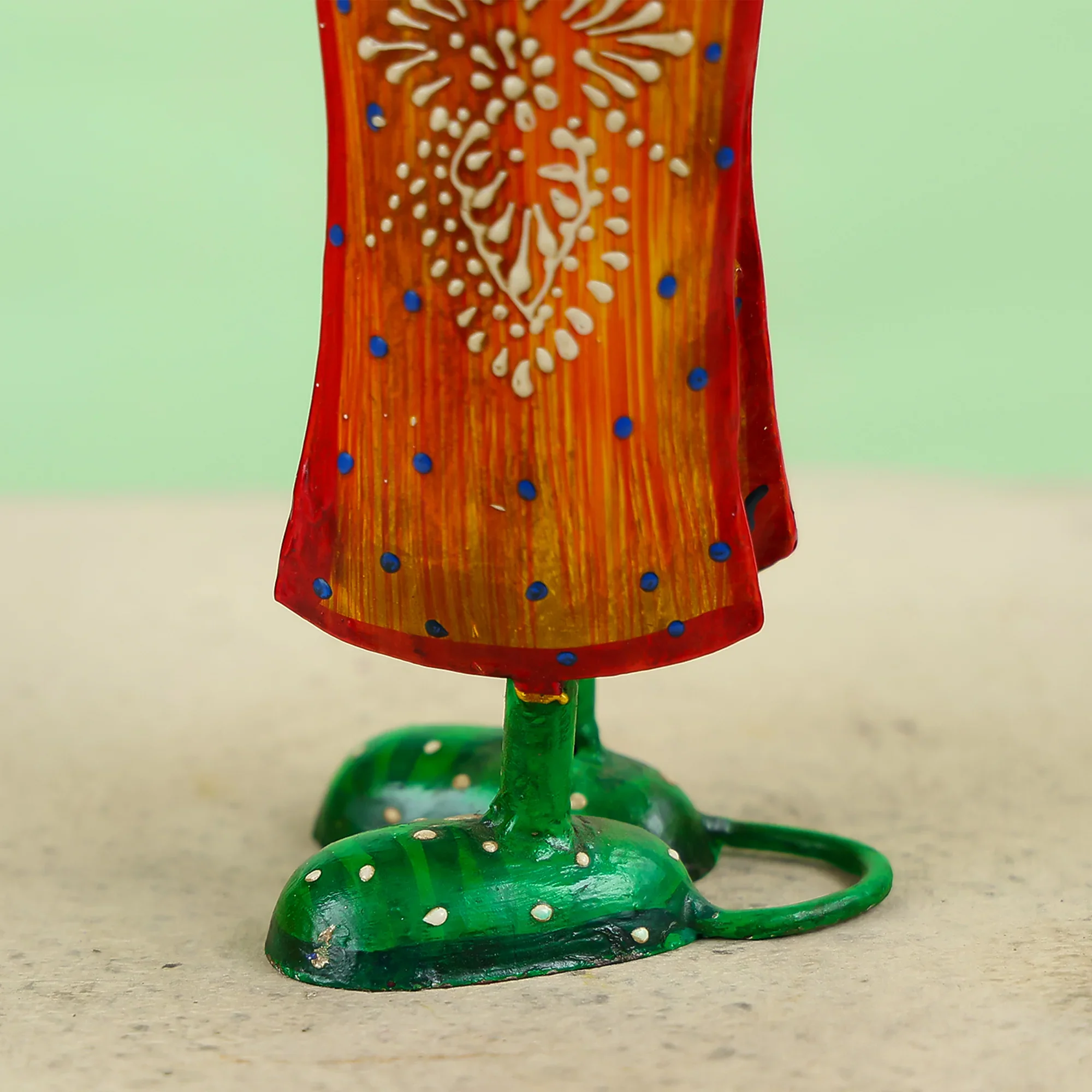 Hand-Painted Iron Crafted Rabbit Table Decor - Red & Yellow - Image 5