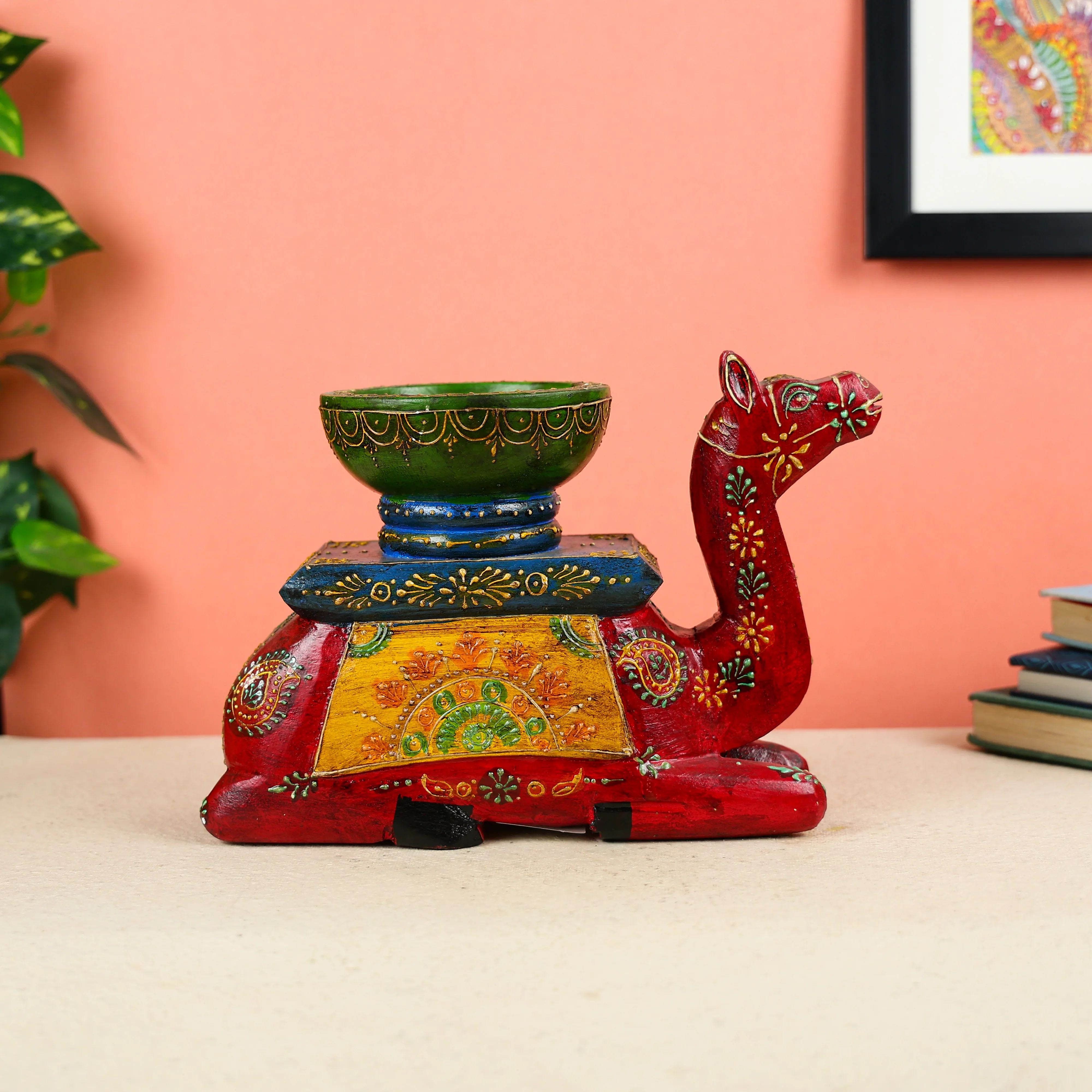Hand Painted Wooden Seated Camel Bowl - Image 2