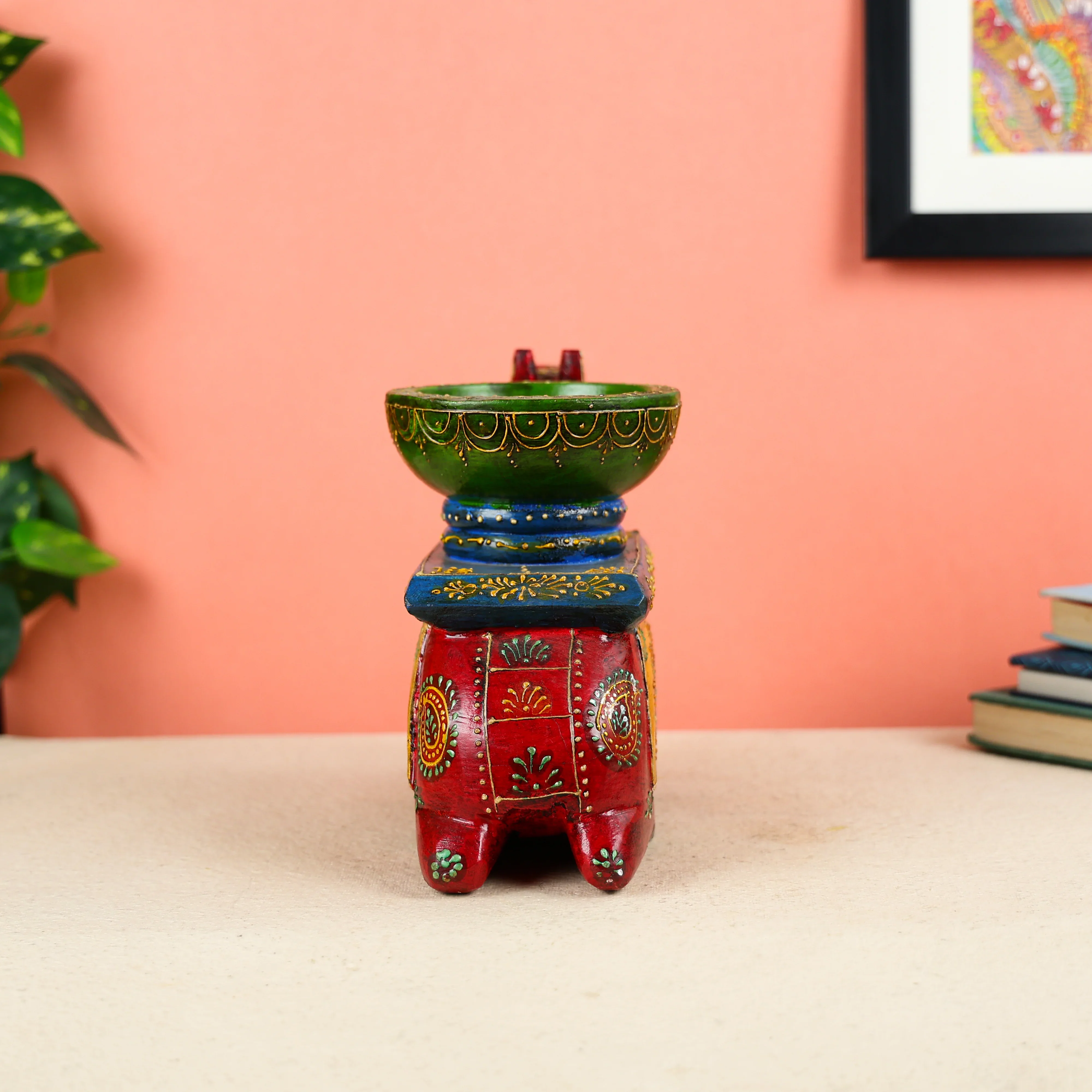 Hand Painted Wooden Seated Camel Bowl - Image 3