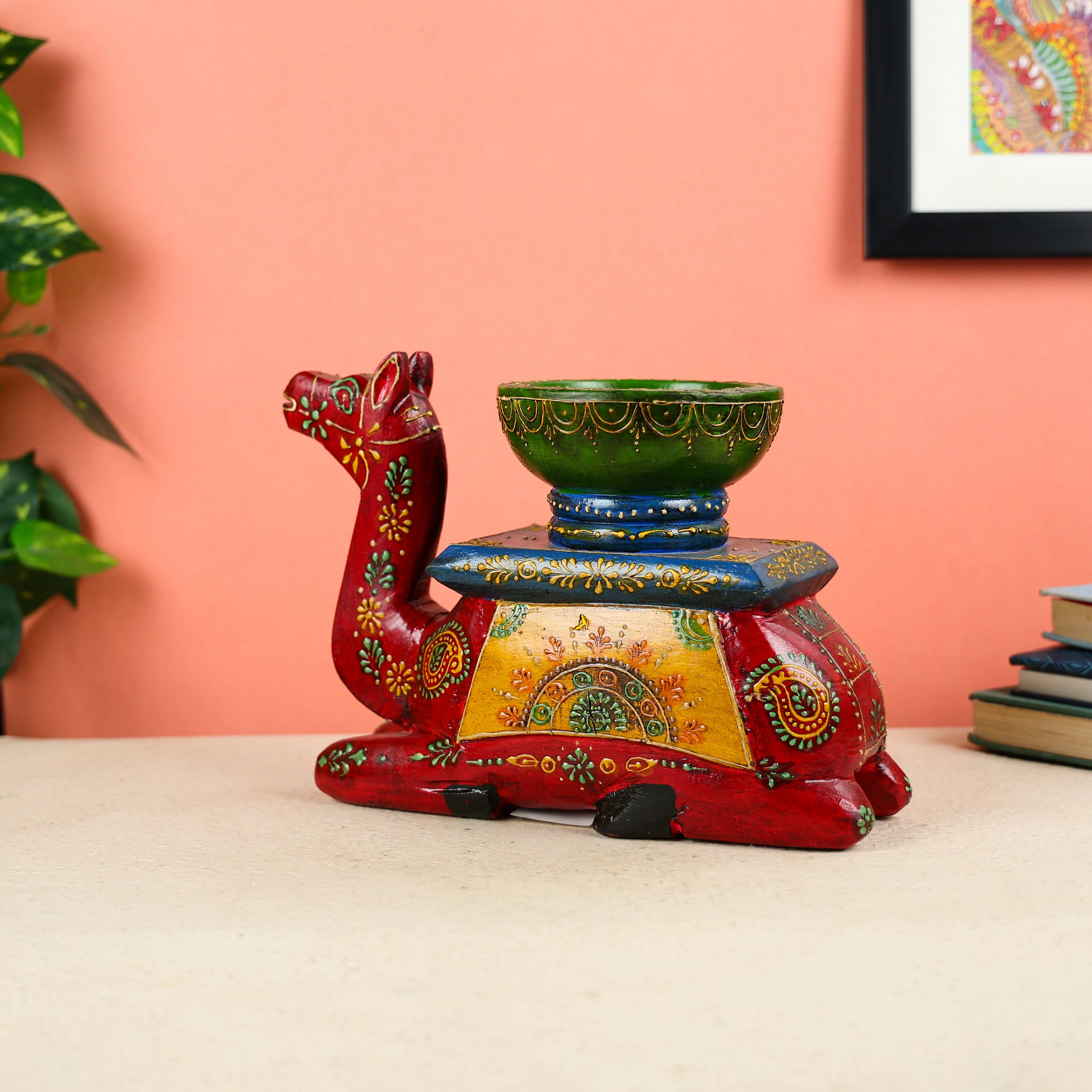 Hand Painted Wooden Seated Camel Bowl - Image 4
