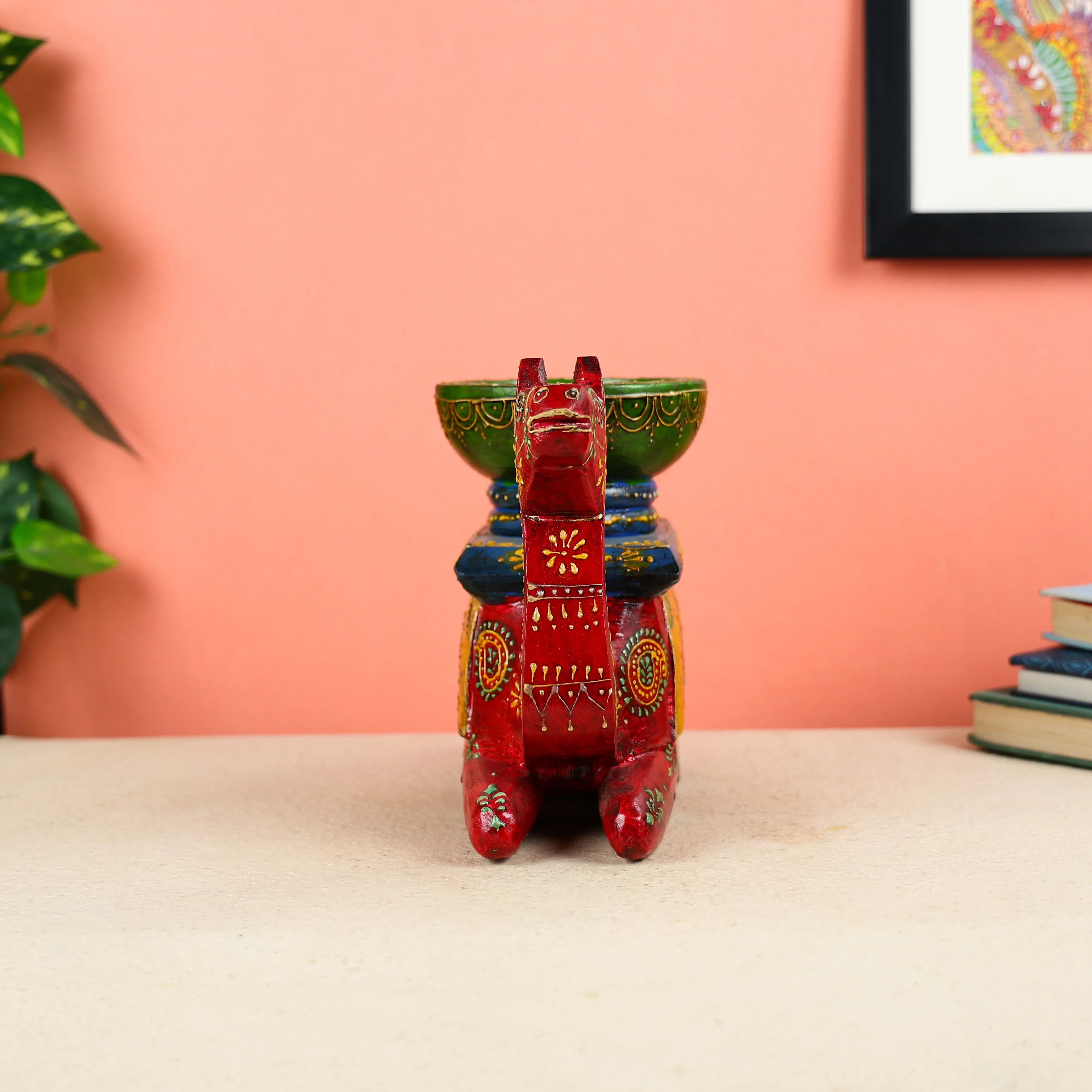 Hand Painted Wooden Seated Camel Bowl - Image 5