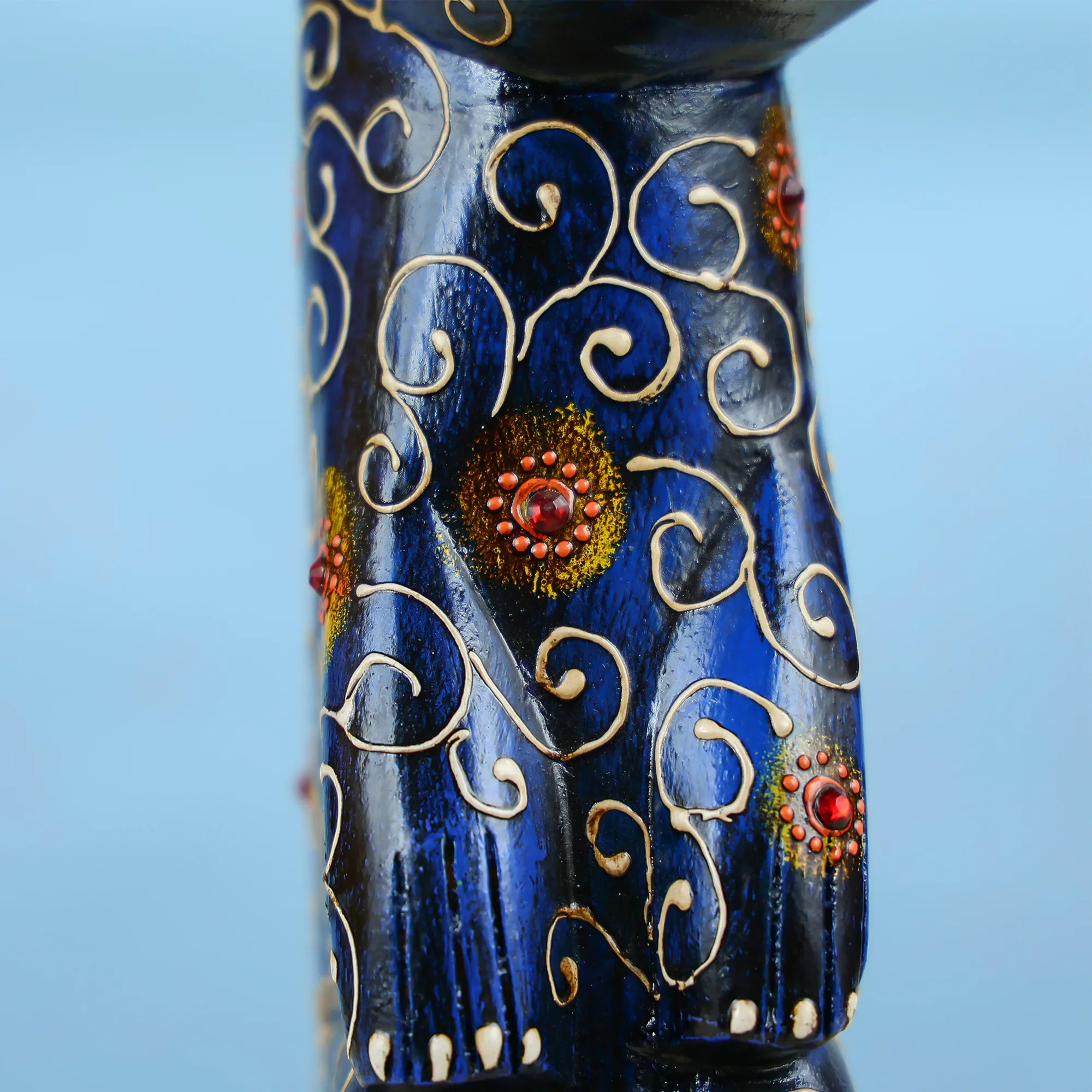 Handcrafted Midnight Blue Wooden Rabbit Table Decor - Image 5