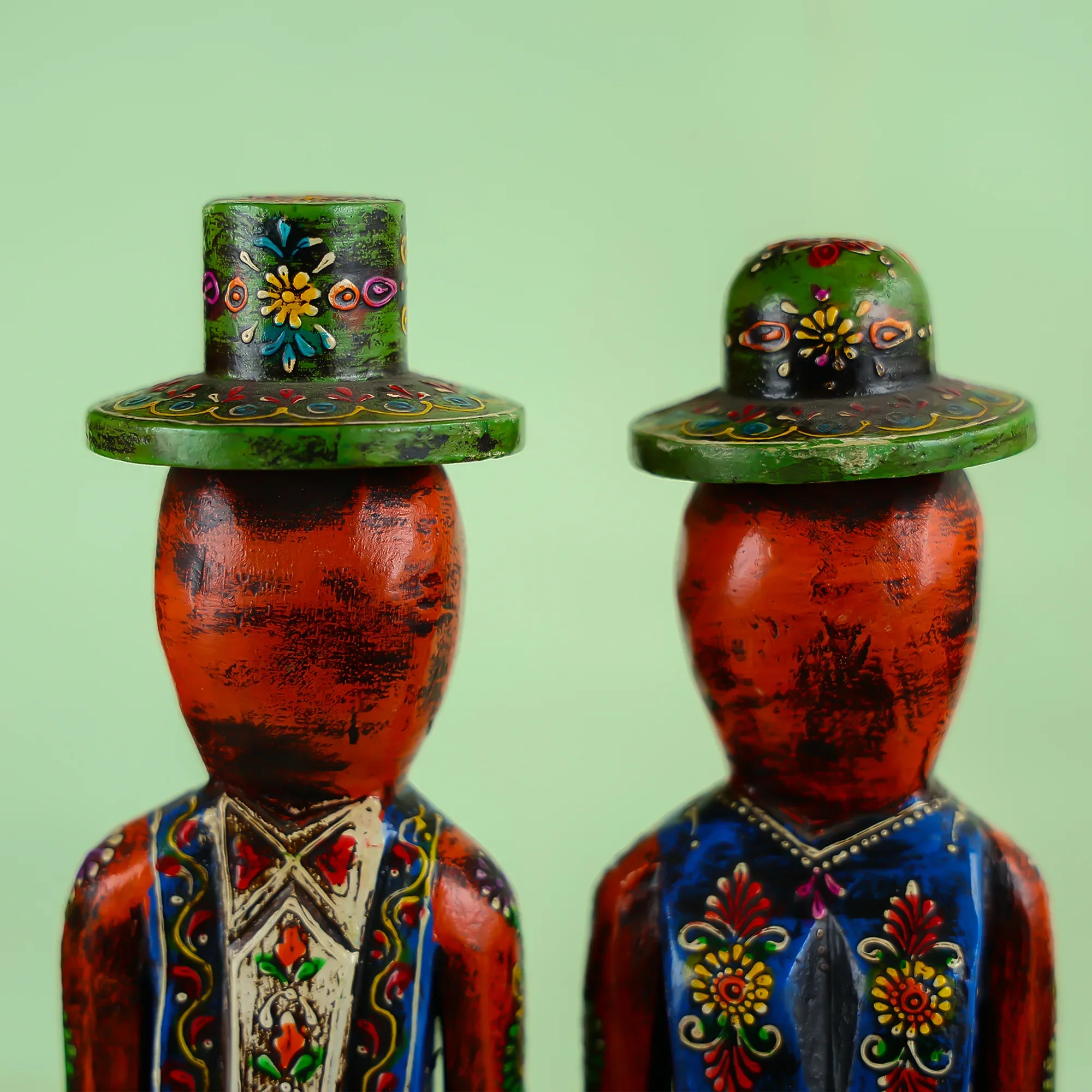 Hand Painted Carved Wooden Gentleman Figurine - Image 4