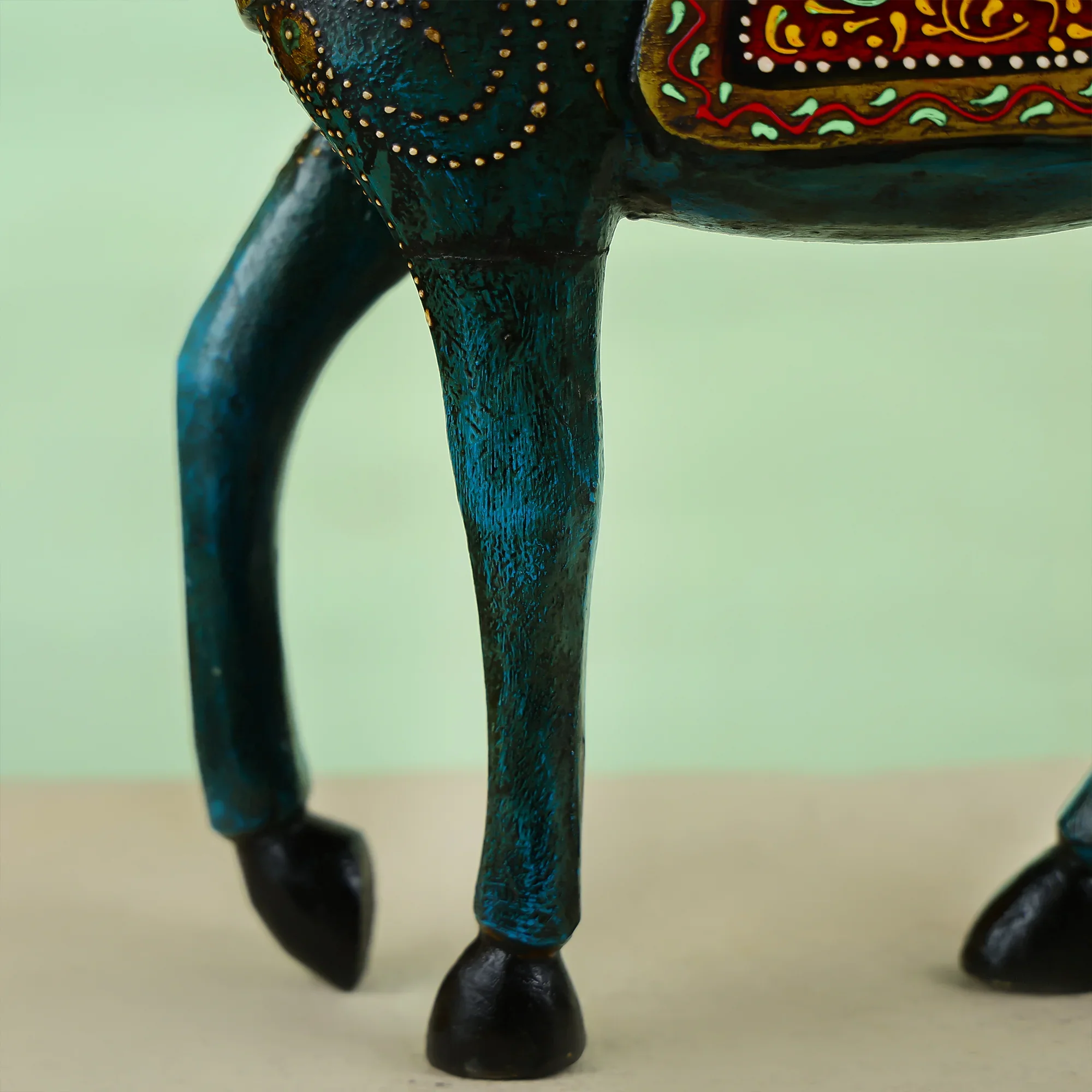 Hand painted Wooden Carved Horse Table Decor - Image 3