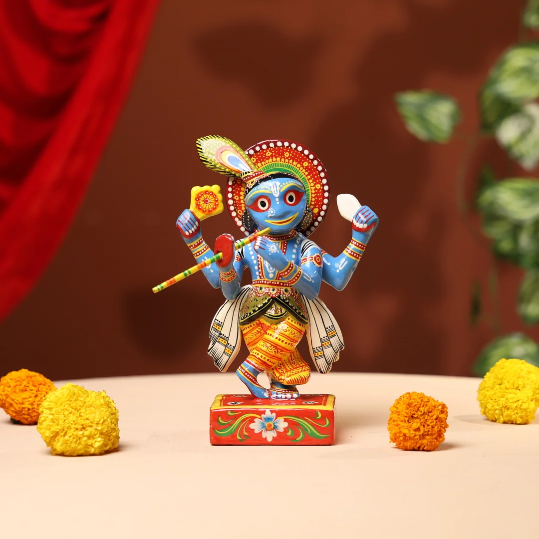 Lacquer Wooden Handpainted Lord Shrinath - Image 3