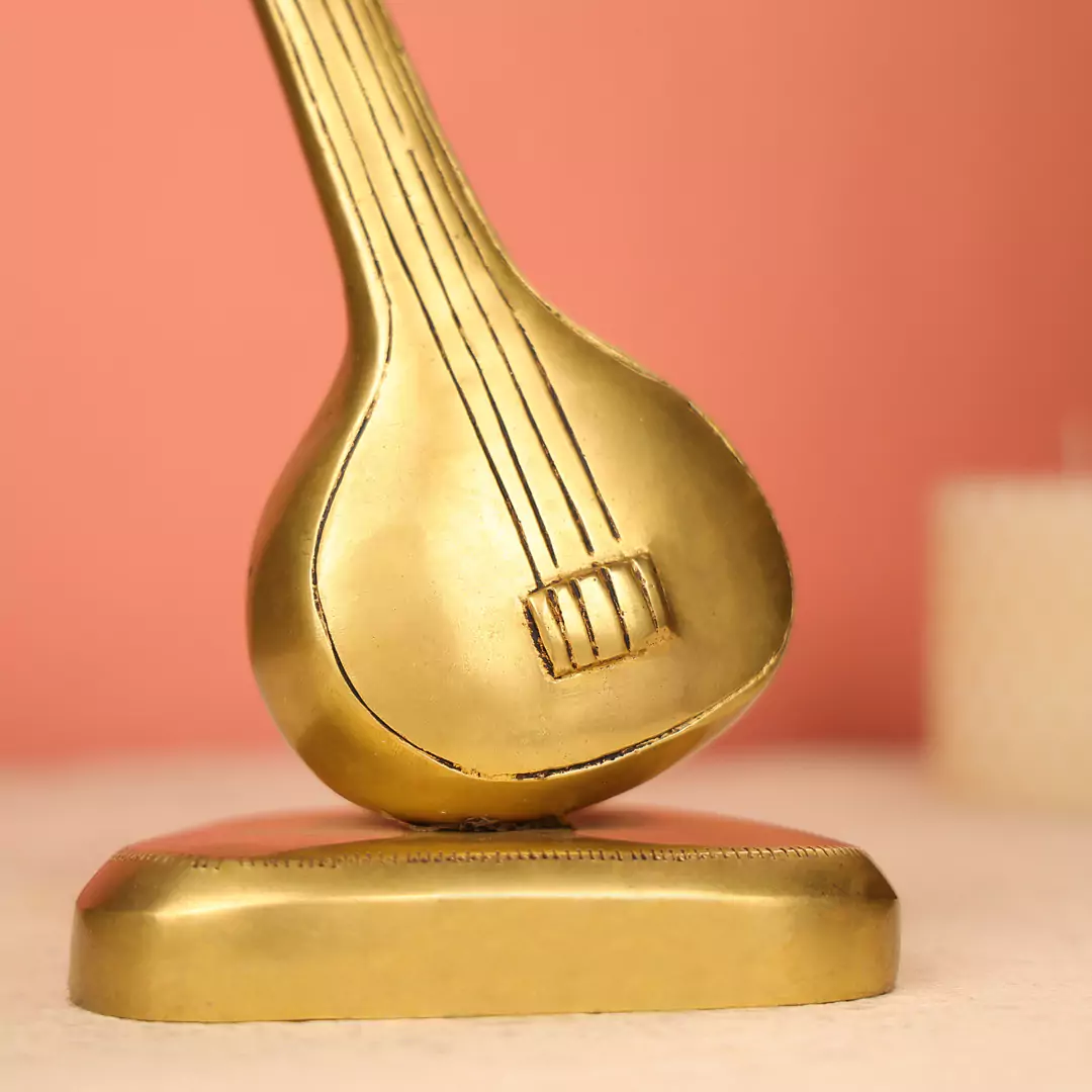 Lord Ganesh Mukh With Veena Brass Idol - Image 5