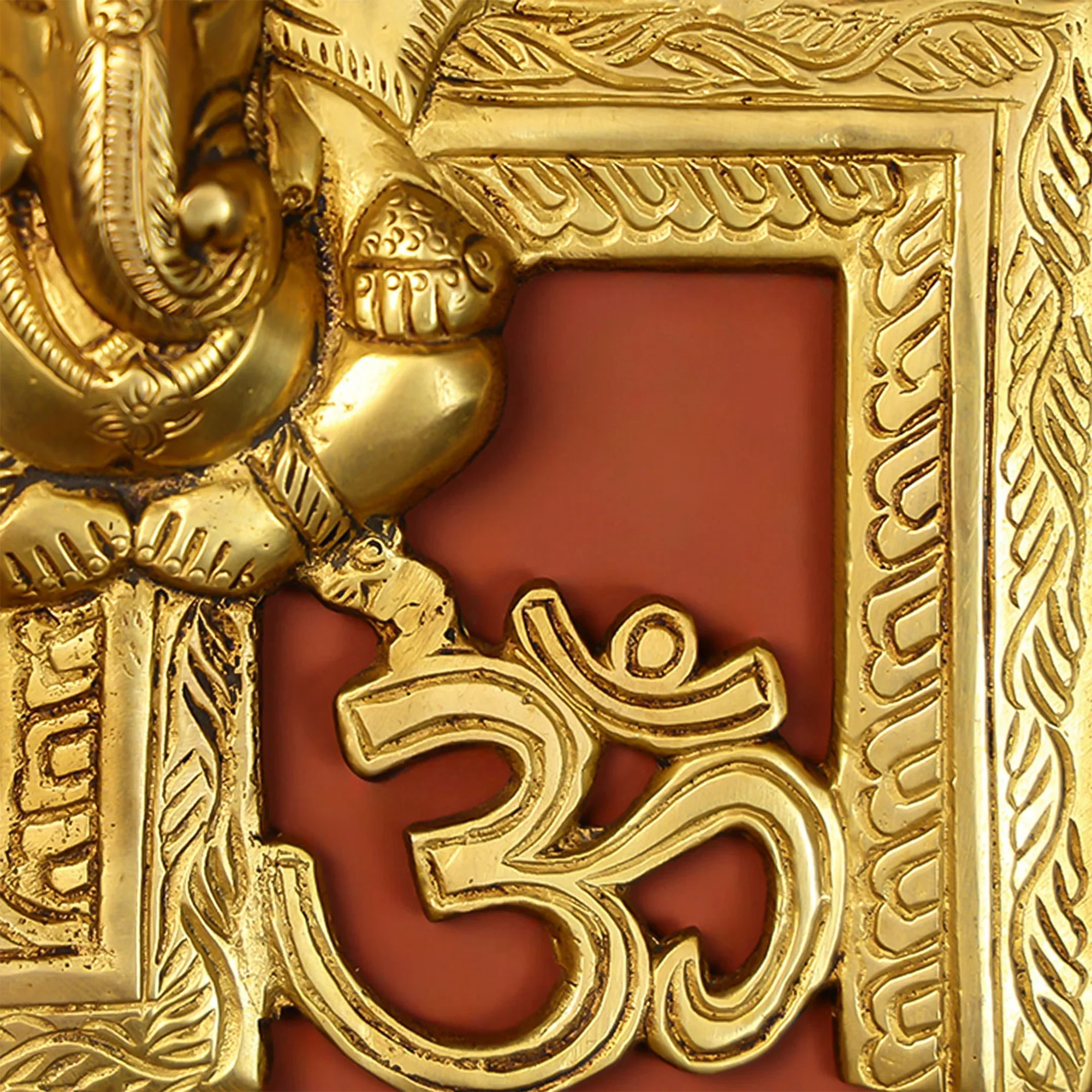 Brass Lord Ganesha On Om Swastik Wall Hanging Decorative Showpiece - Image 4