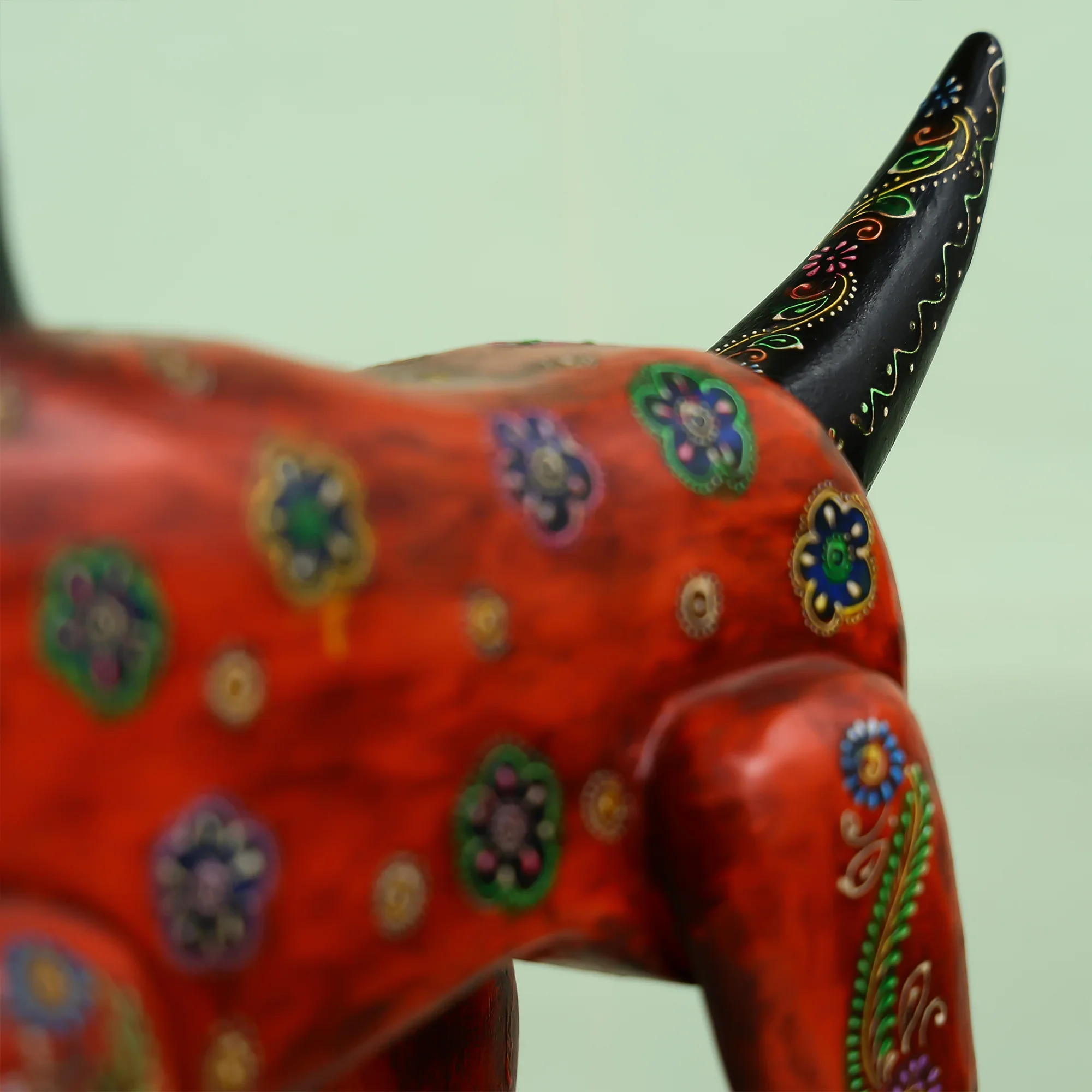 Wooden Carved Hand-Painted Folk Art Dog Figurine - Image 3