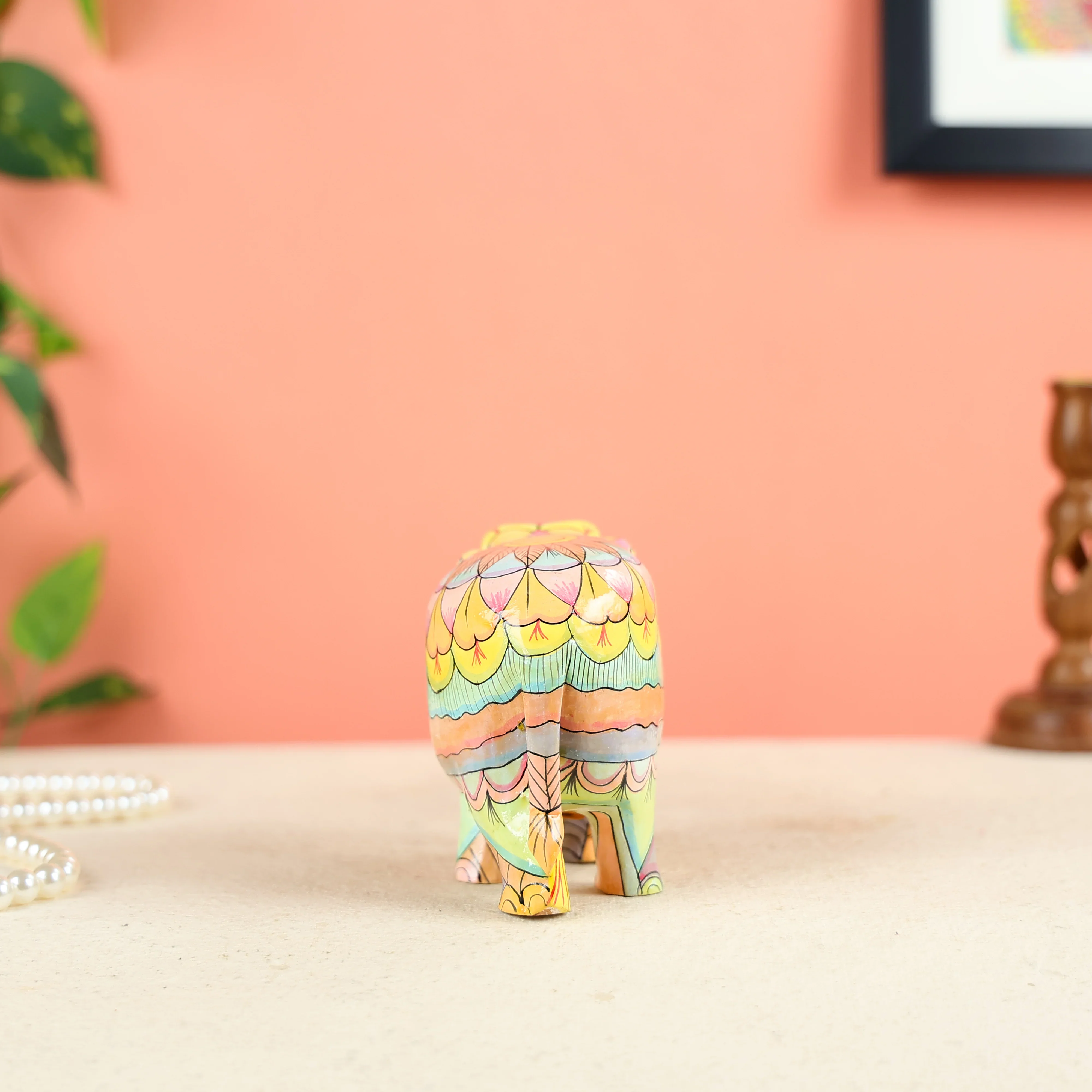 Multicoloured Handpainted Elephant Table Decor - Image 4