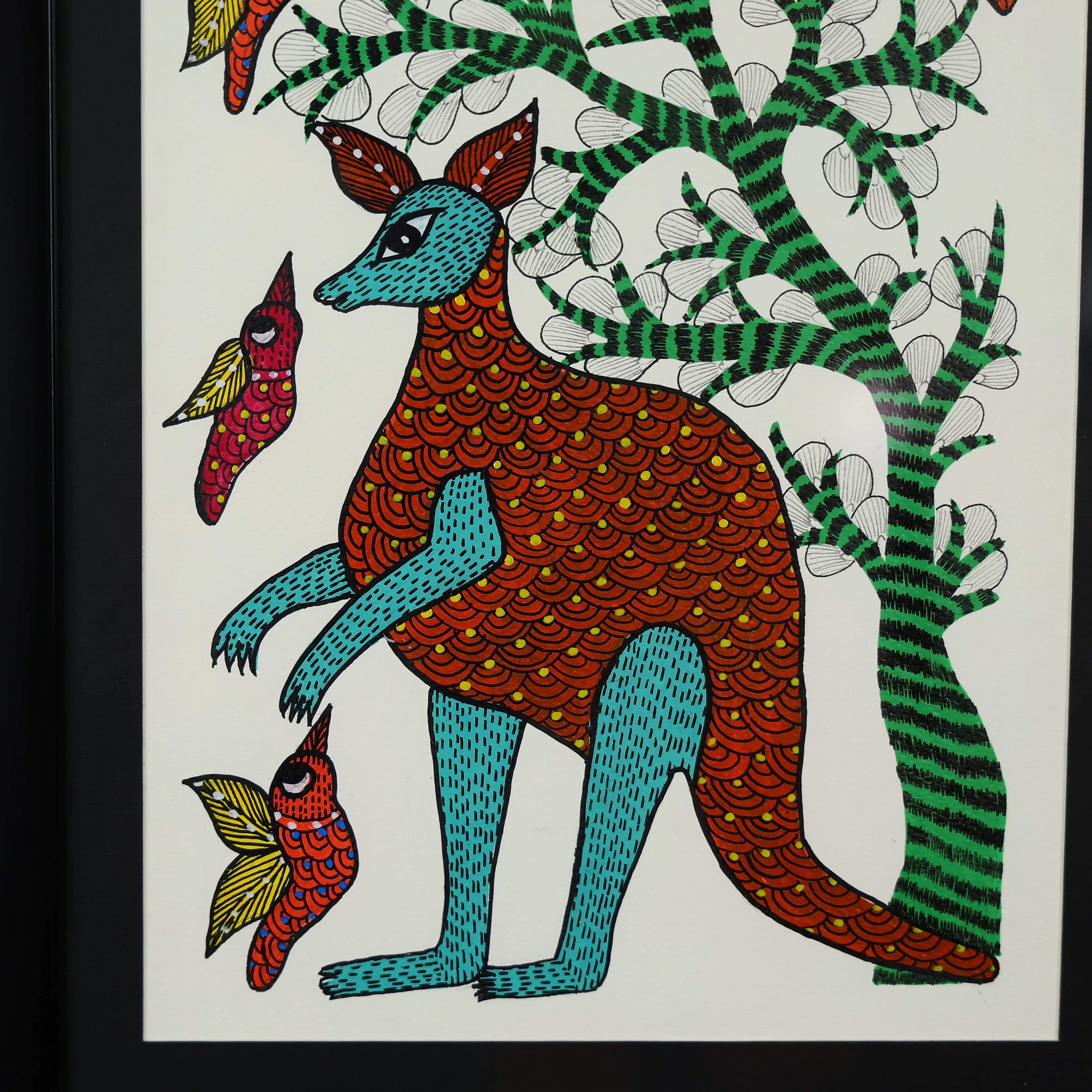 Natural Harmony Tribal Art Wall Painting Of A Kangaroo - Image 3
