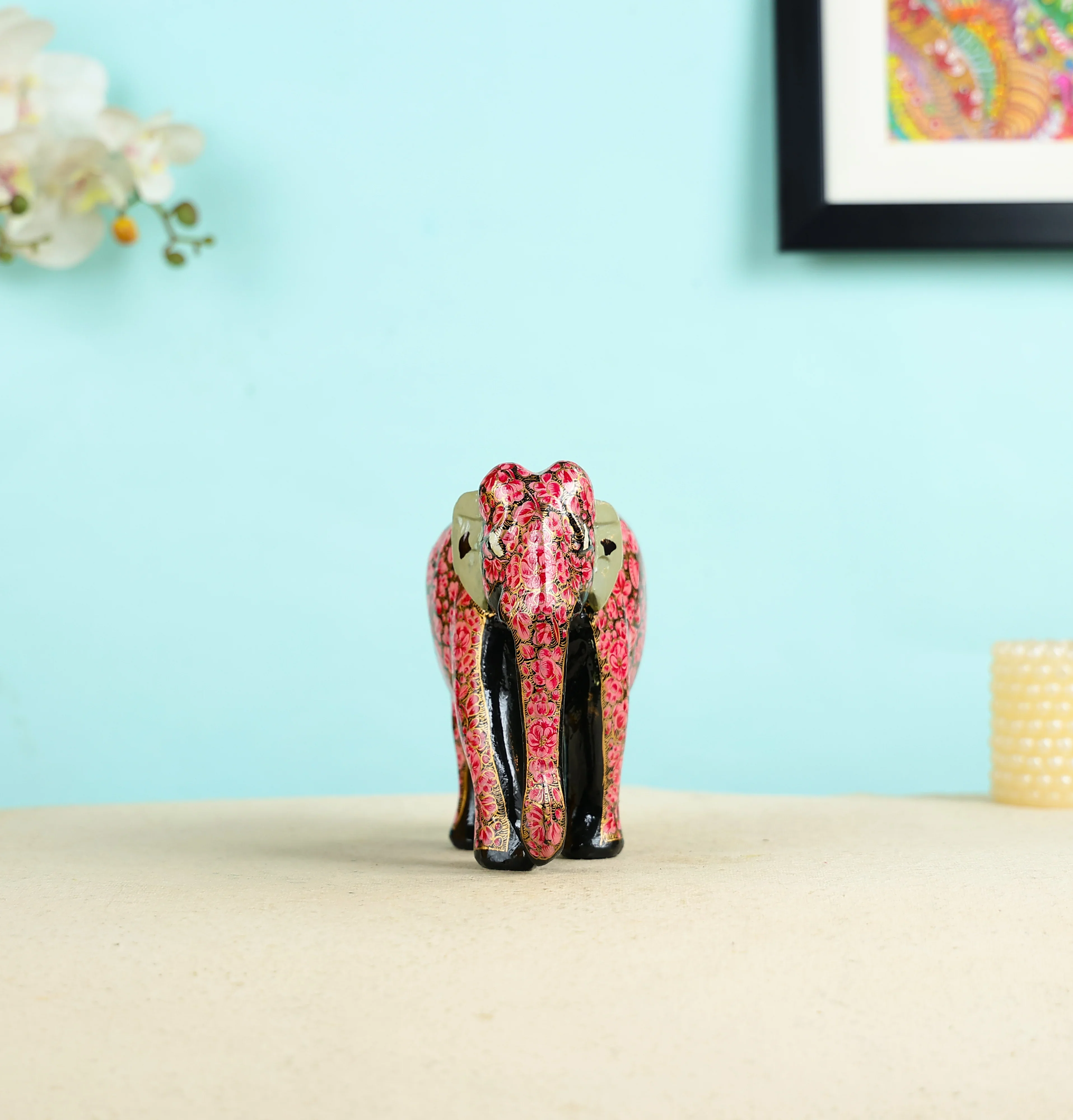 Paper Mache Crafted & Handpainted Elephant Table Decor - Image 4