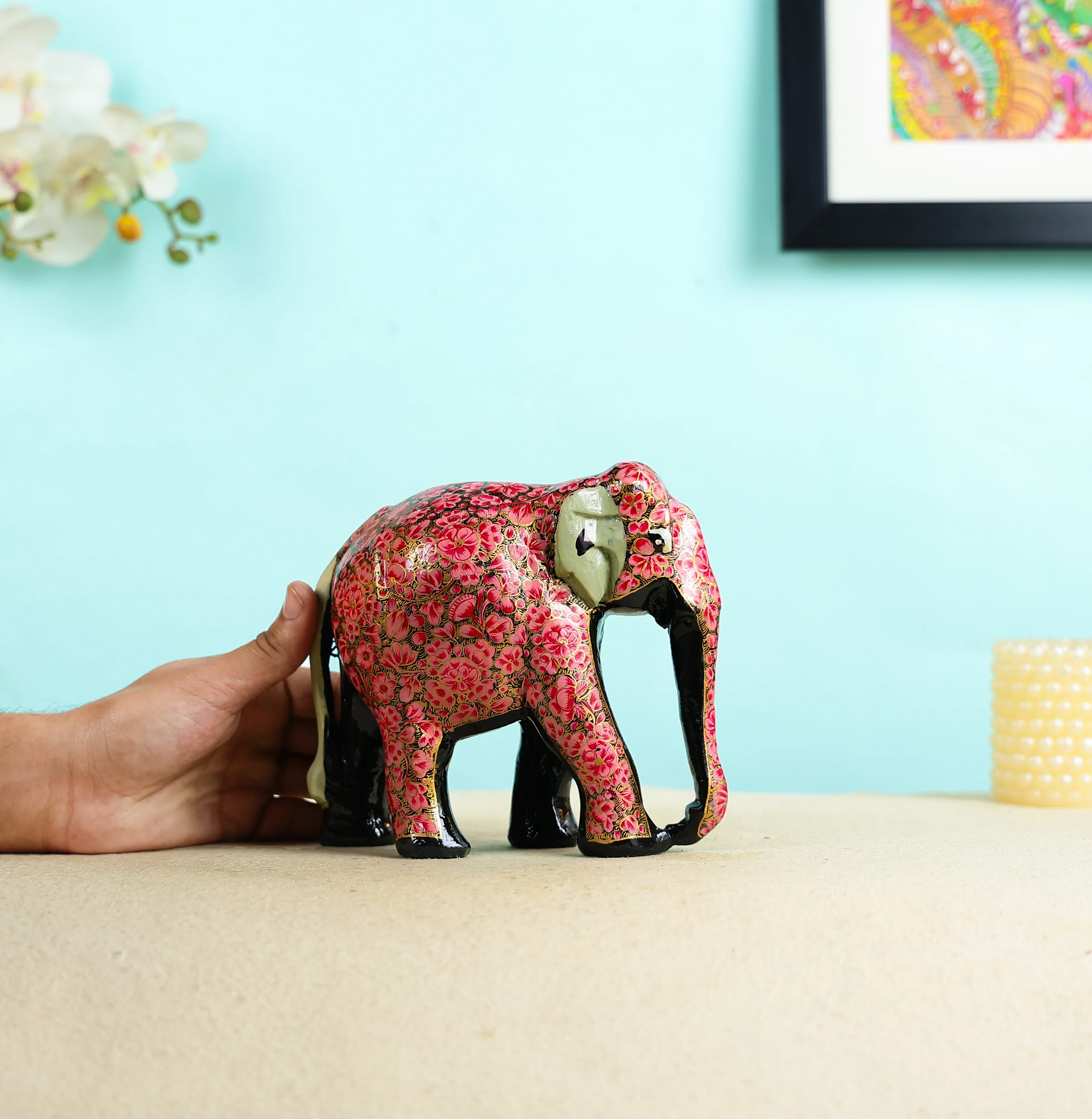 Paper Mache Crafted & Handpainted Elephant Table Decor - Image 5