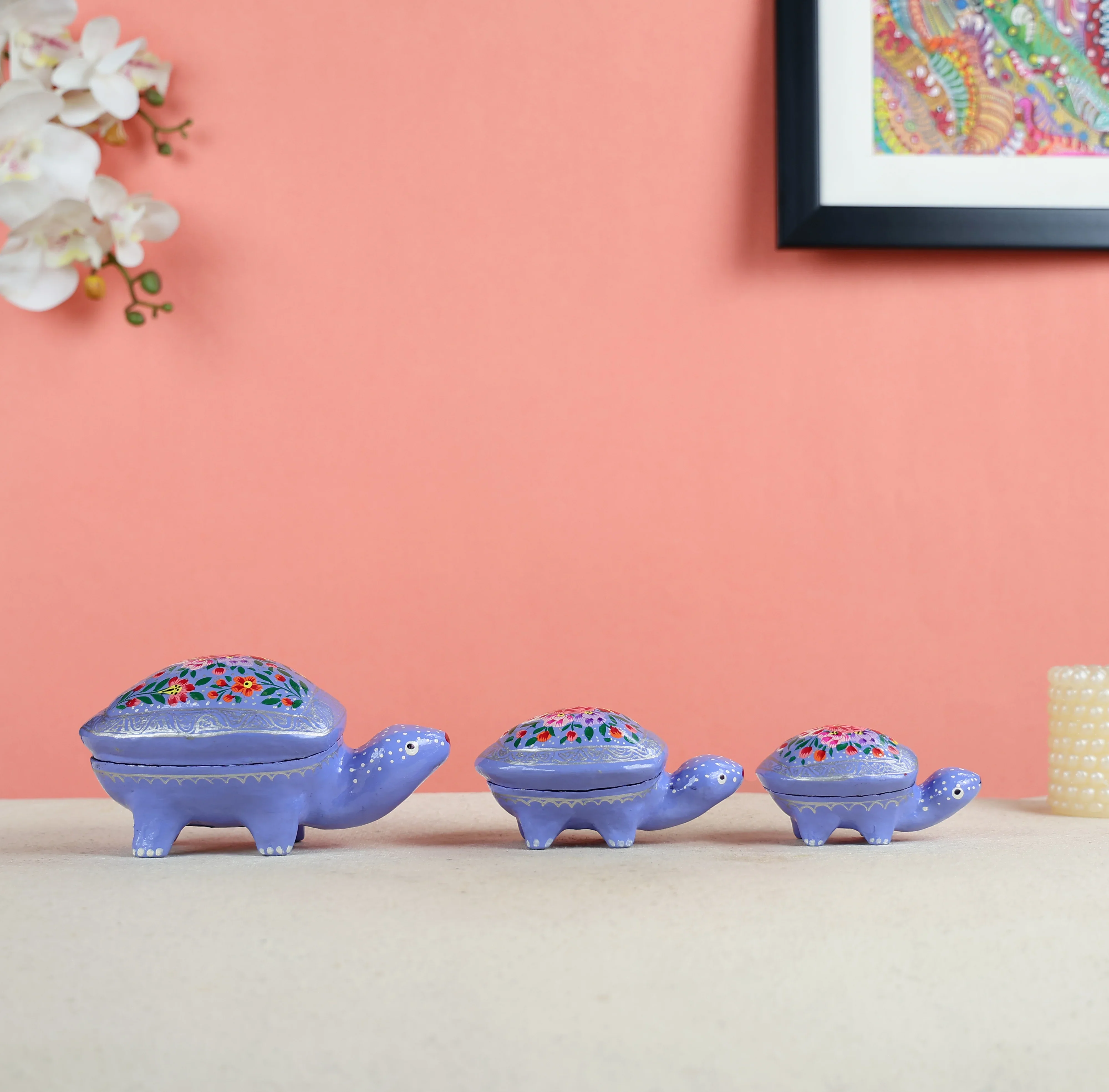Paper Mache Crafted & Handpainted Multipurpose Box Set Of 3 - Image 3