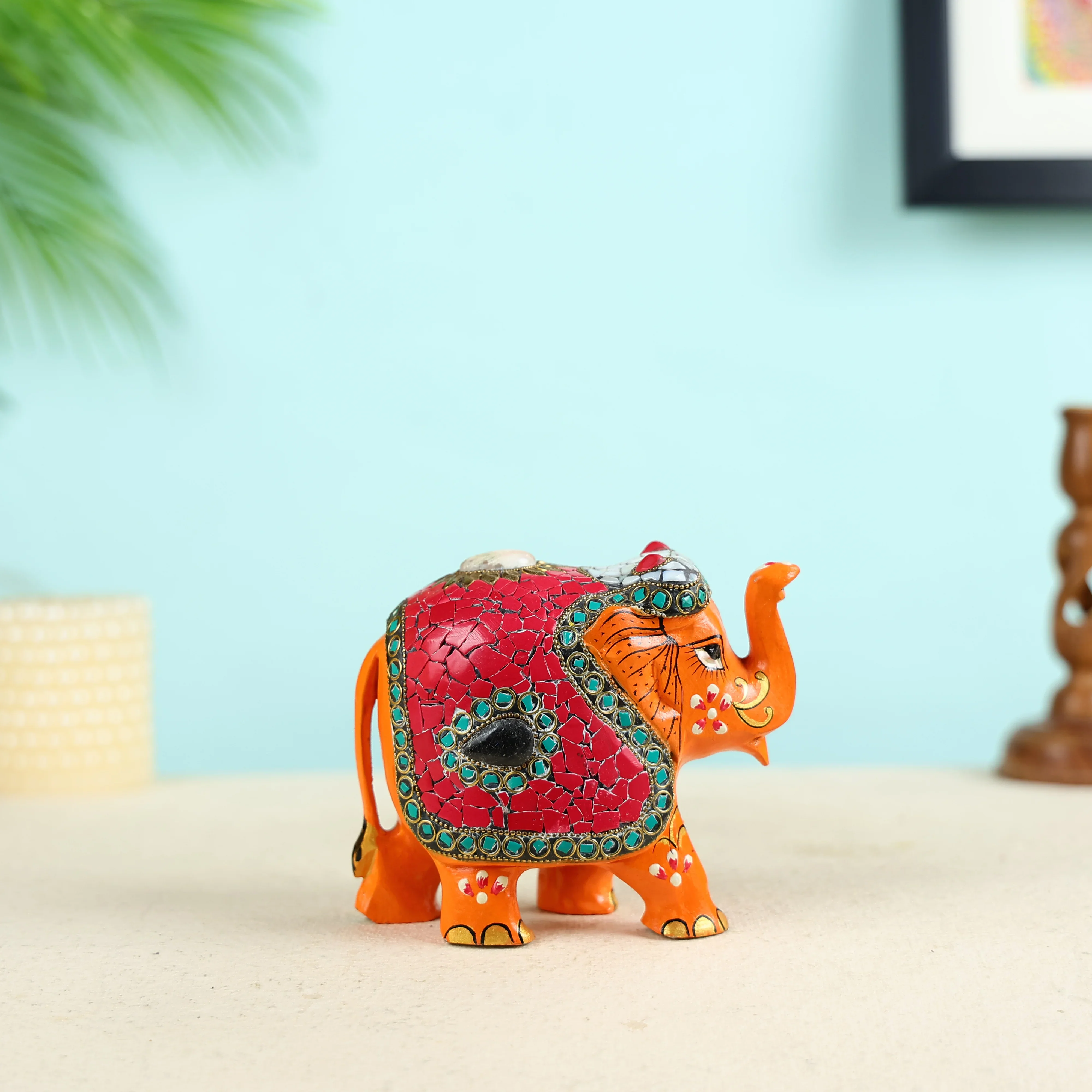 Raised Trunk Emboss Painting Elephant - Image 4