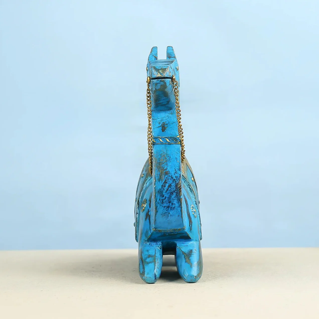 Royal Blue Handcrafted Camel Figurine With Gold Accents - Image 2