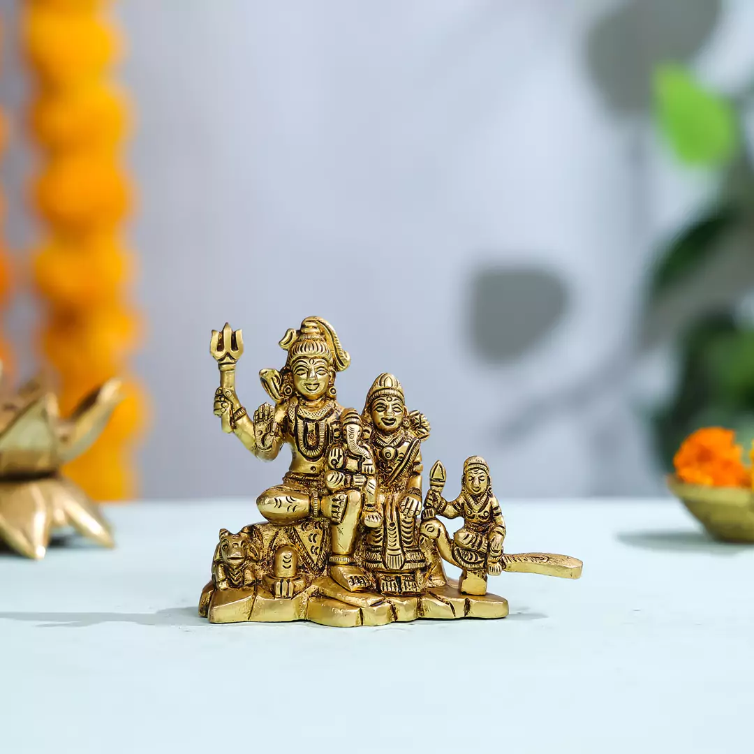 4" Brass Lord Shiva Family - Xsmall