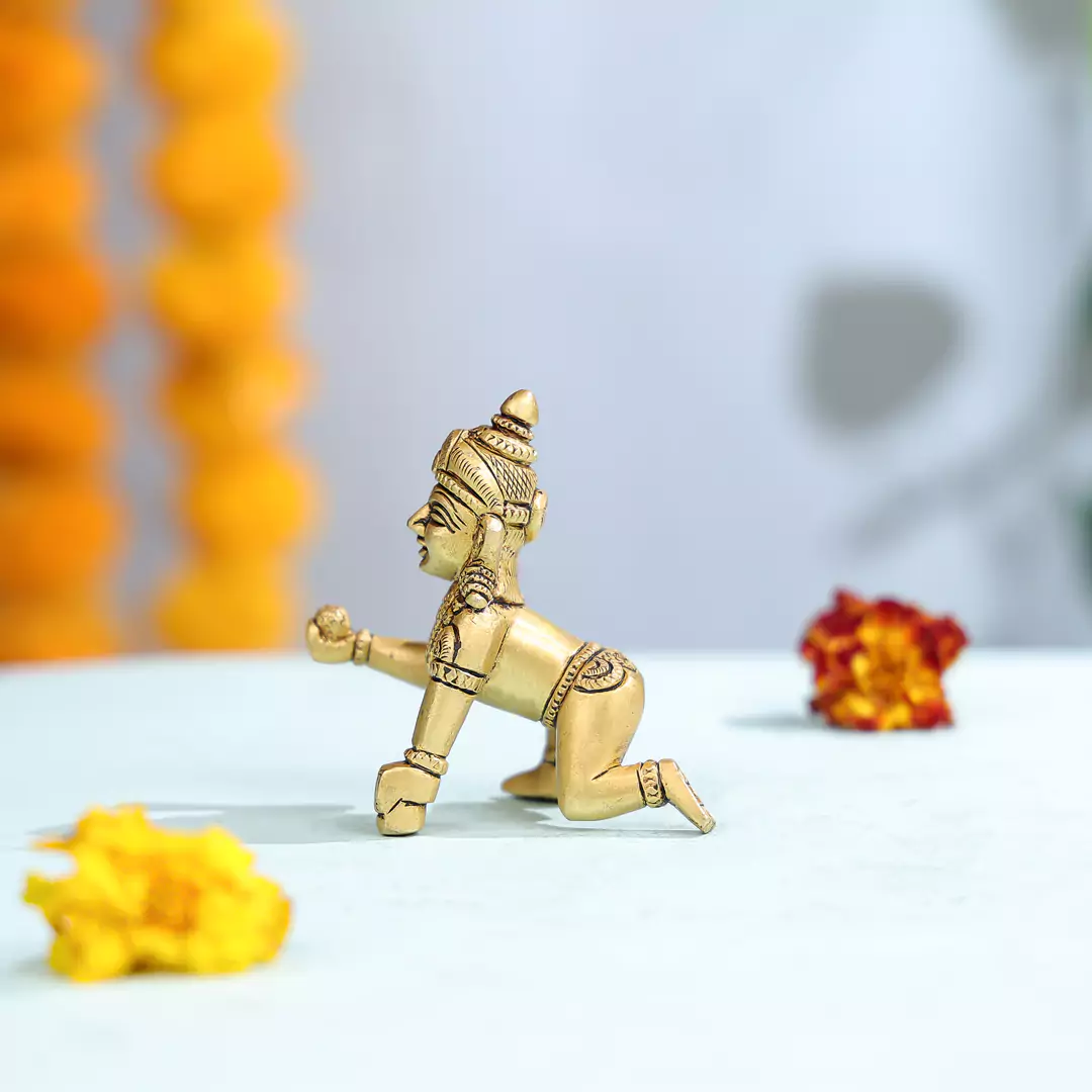 3.5" Super Fine Brass Ladoo Gopal Idol - Image 3