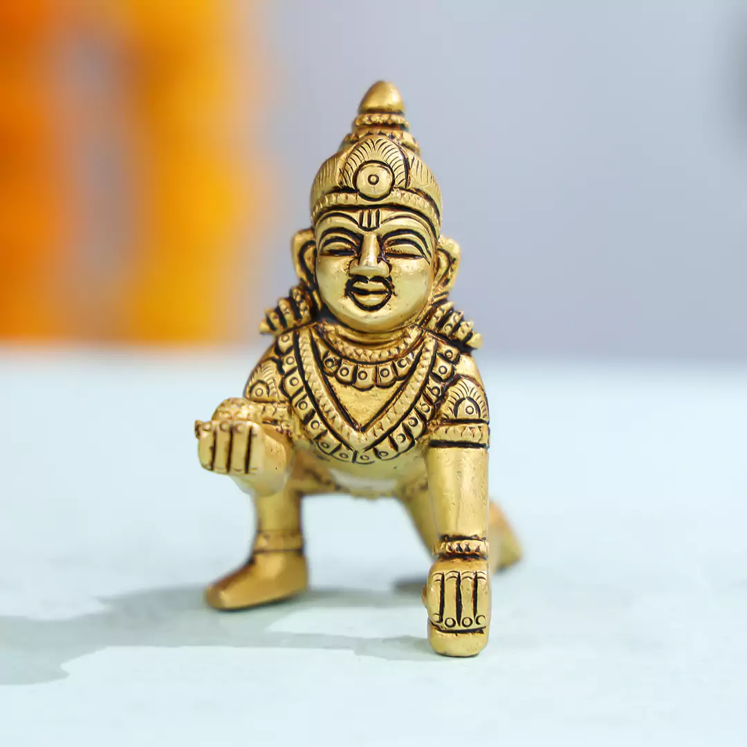 3.5" Super Fine Brass Ladoo Gopal Idol - Image 5