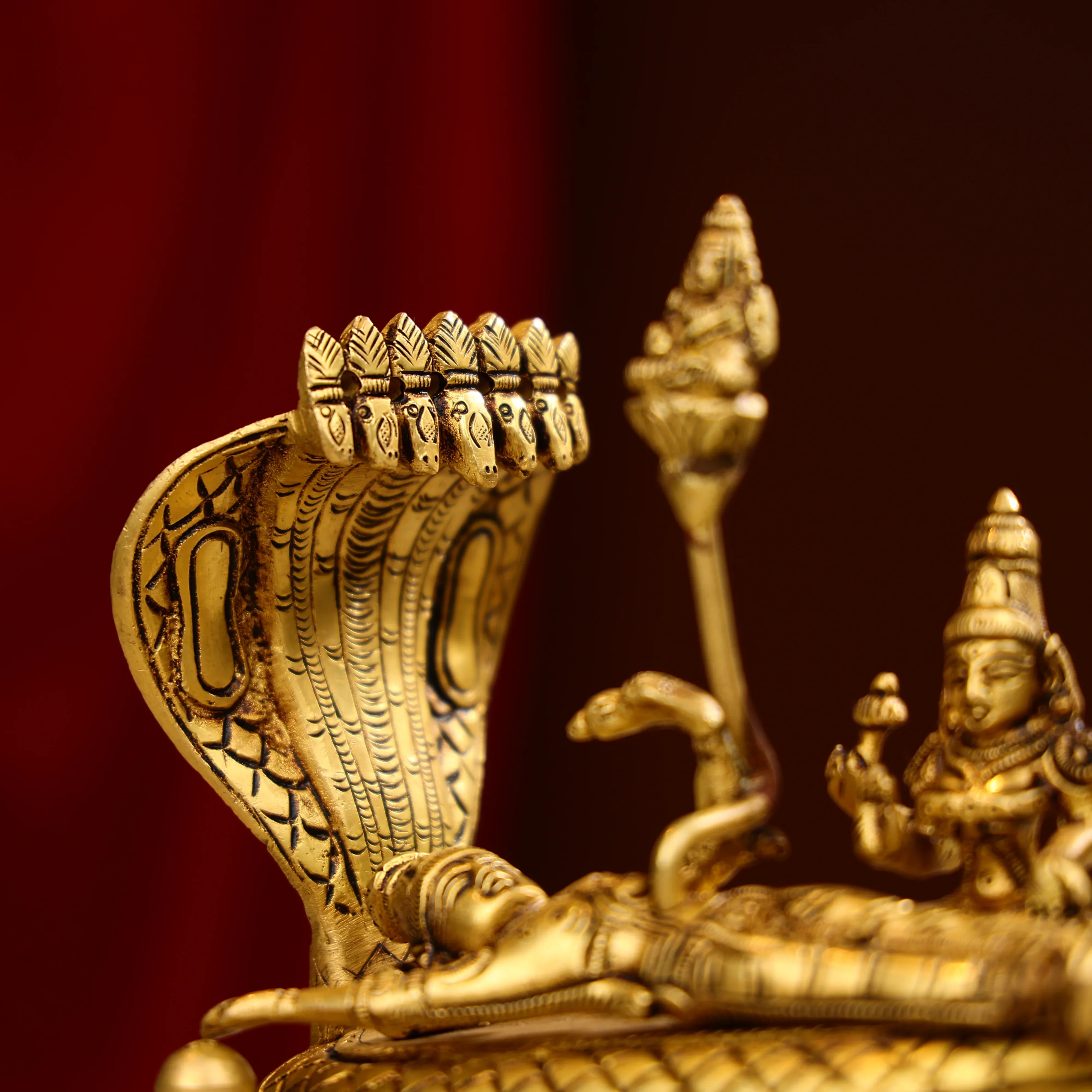 5.5" Super Fine Brass Lord Padmanabh Swamy Idol - Image 5