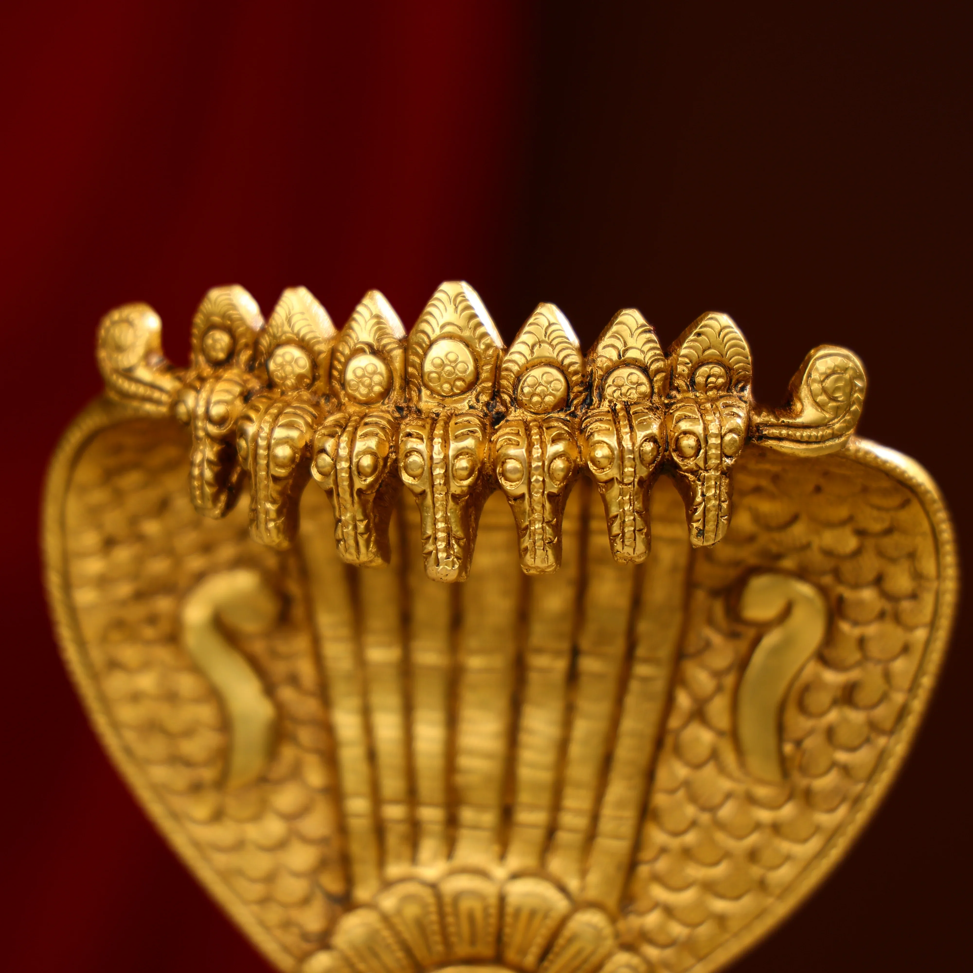 8.5" Super Fine Brass Lord Shiva Linga With Sheesh Naag Idol - Image 5