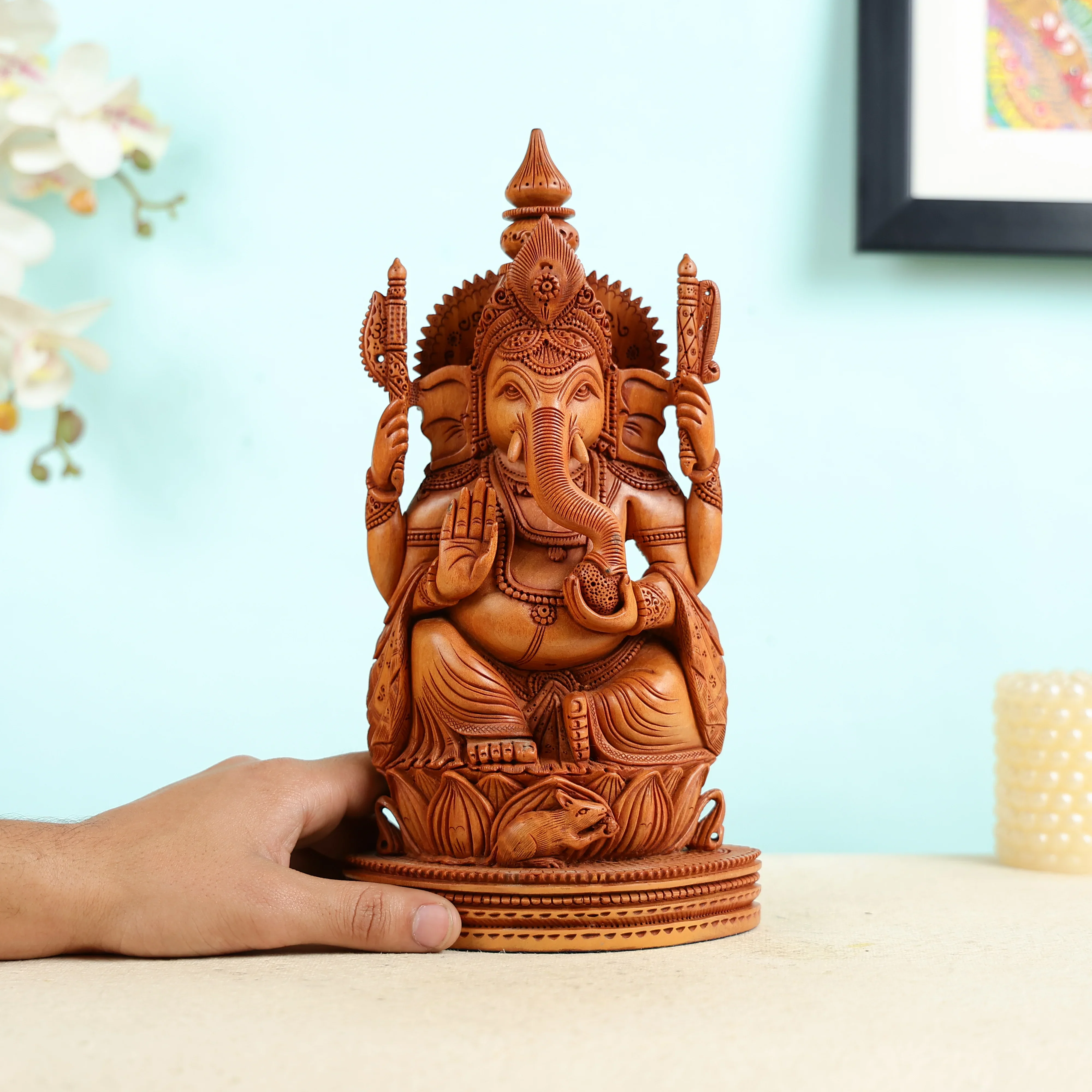 Super Fine Hand Carved Ganesh Ji Statue - Image 5