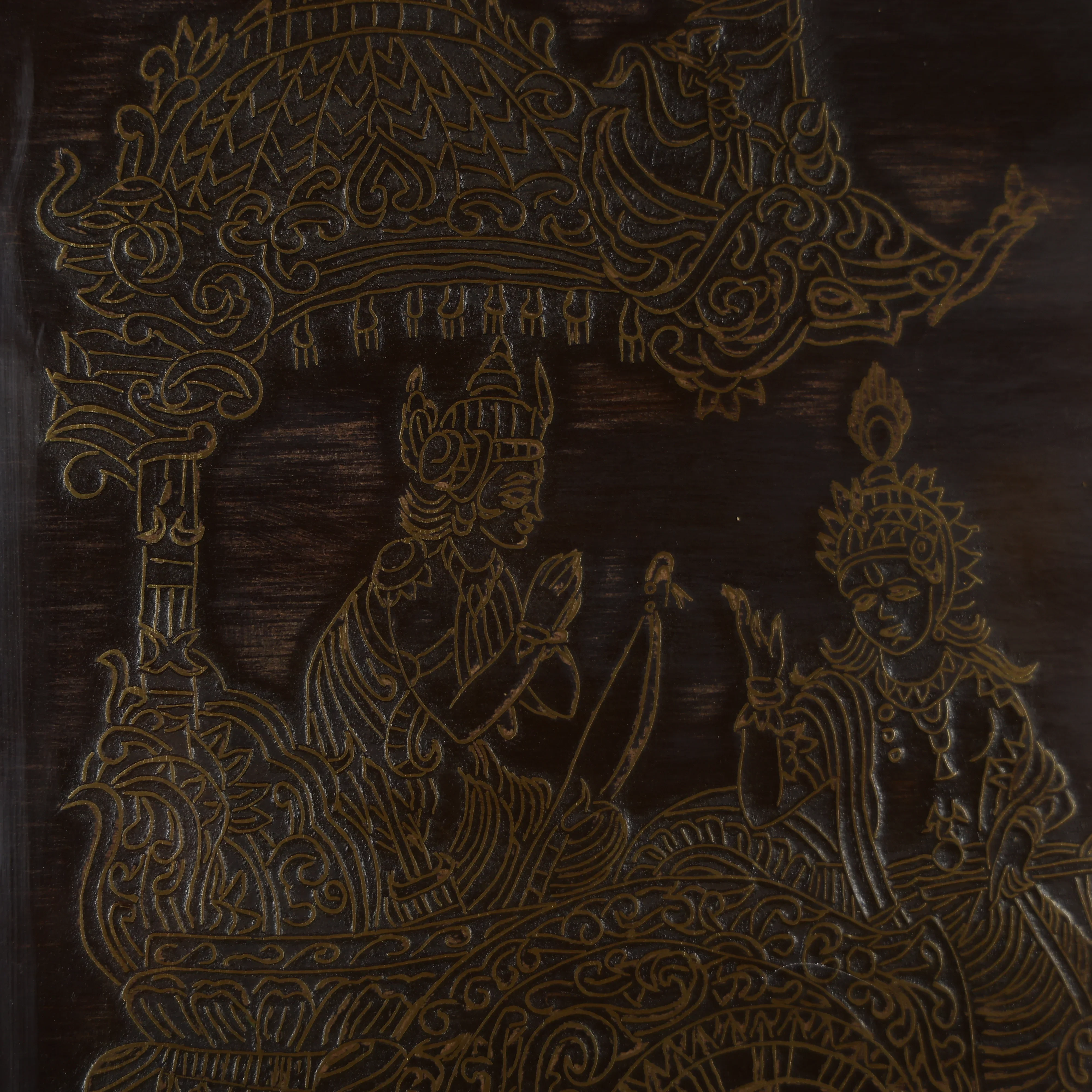 21" Tarkashi Crafted Gita Upadesha Scene With Shlokas Engraved Wall Art - Image 3