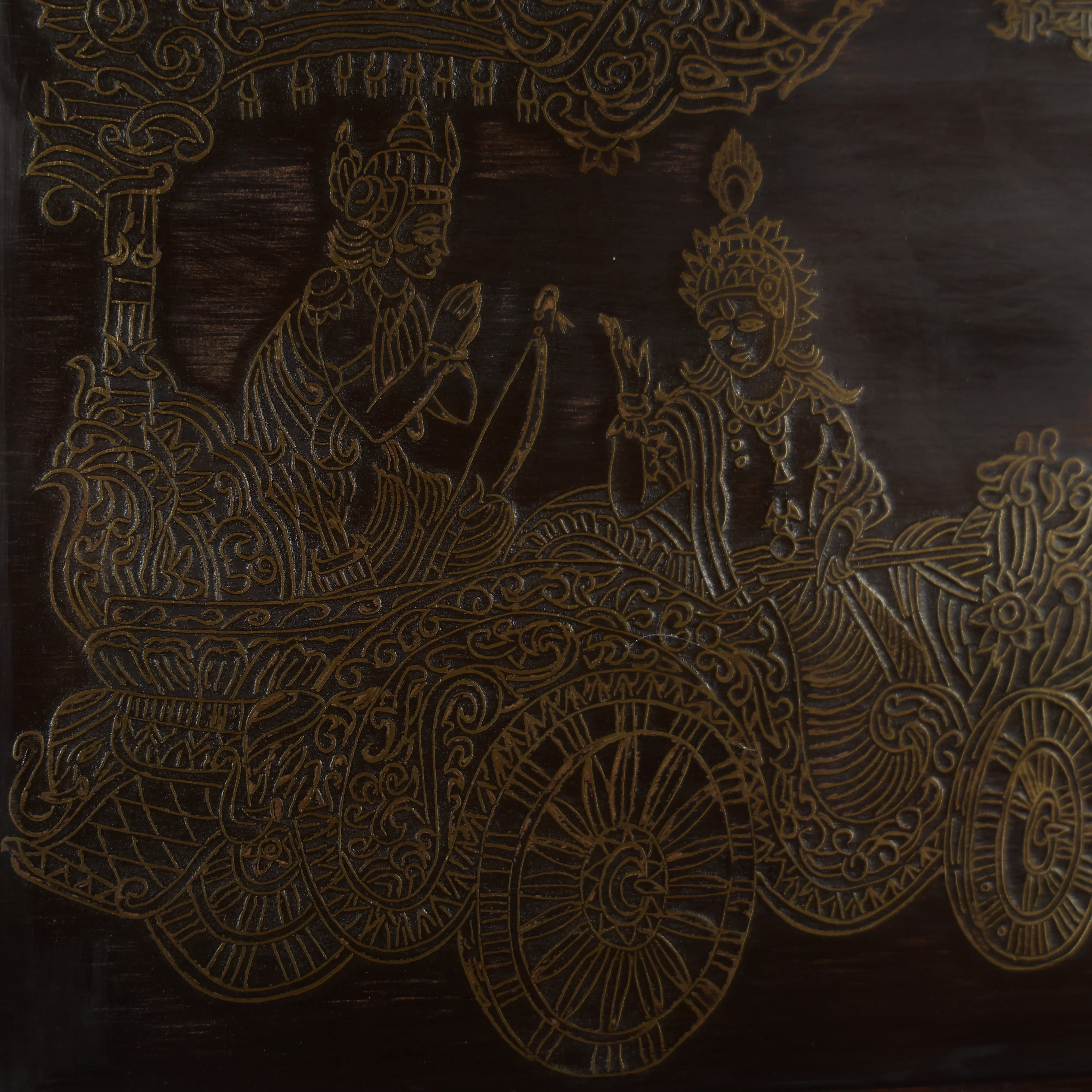 21" Tarkashi Crafted Gita Upadesha Scene With Shlokas Engraved Wall Art - Image 5
