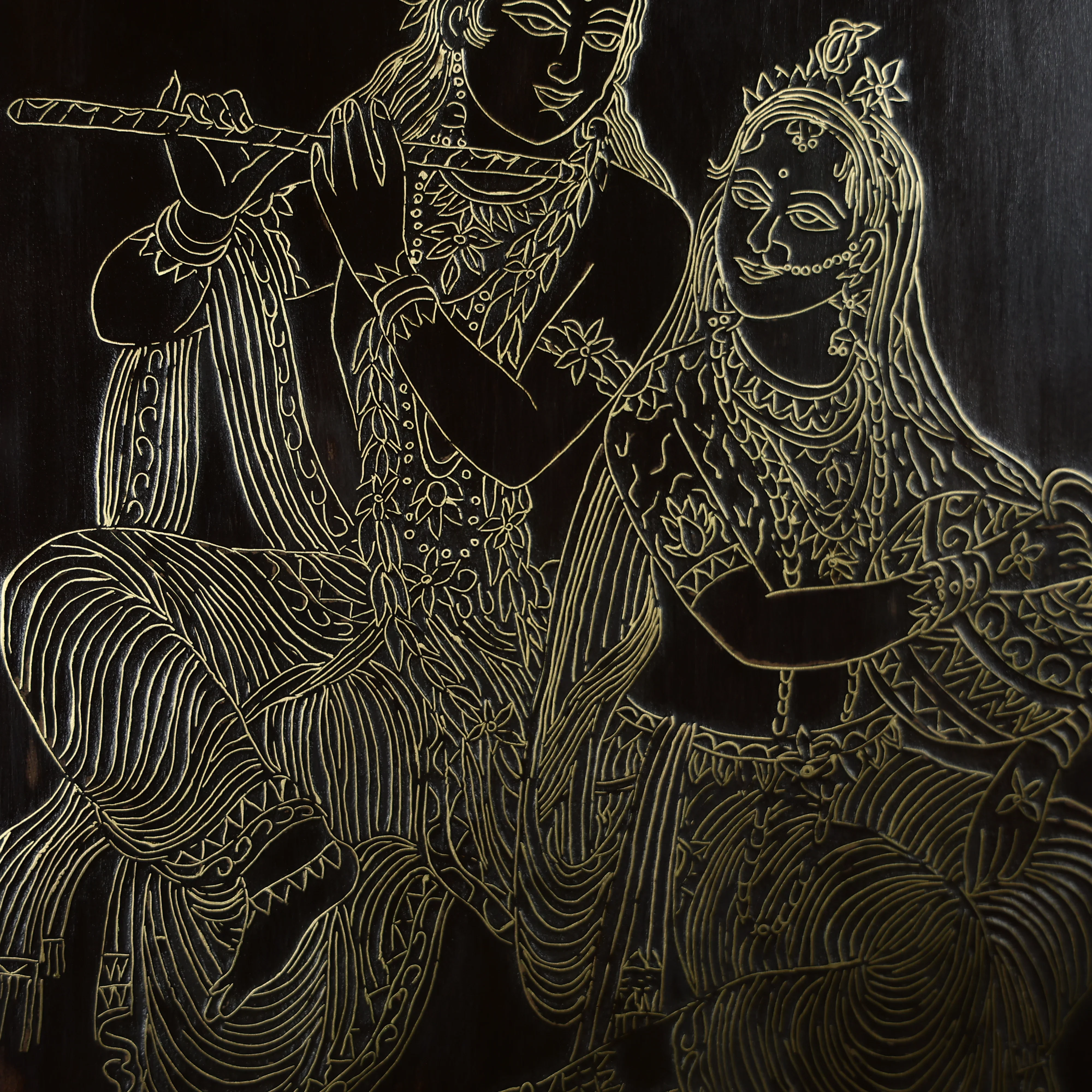 21" Tarkashi Crafted Lord Radha Krishna Wall Art - Image 4