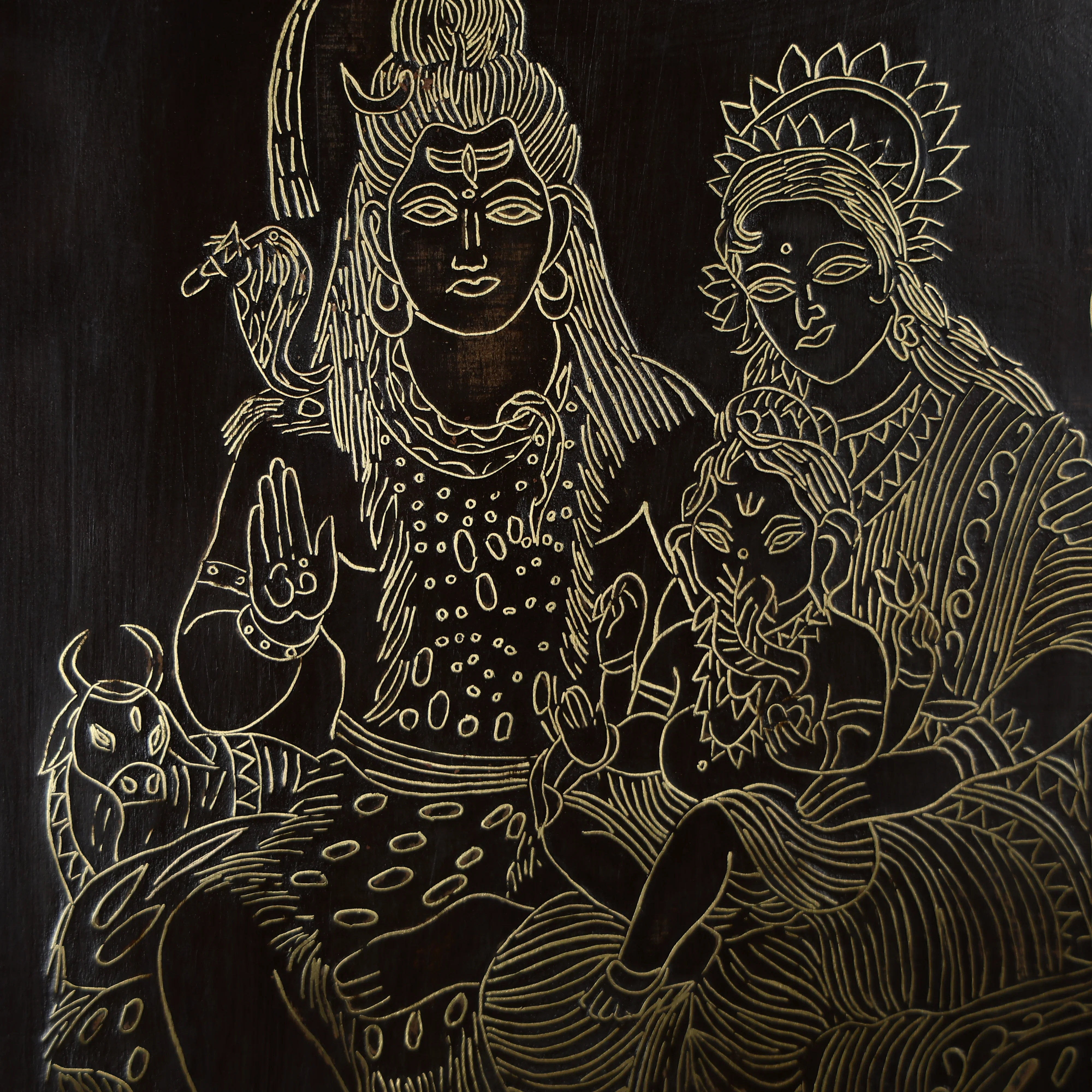 21" Tarkashi Crafted Lord Shiva Parivar Wall Art - Image 5