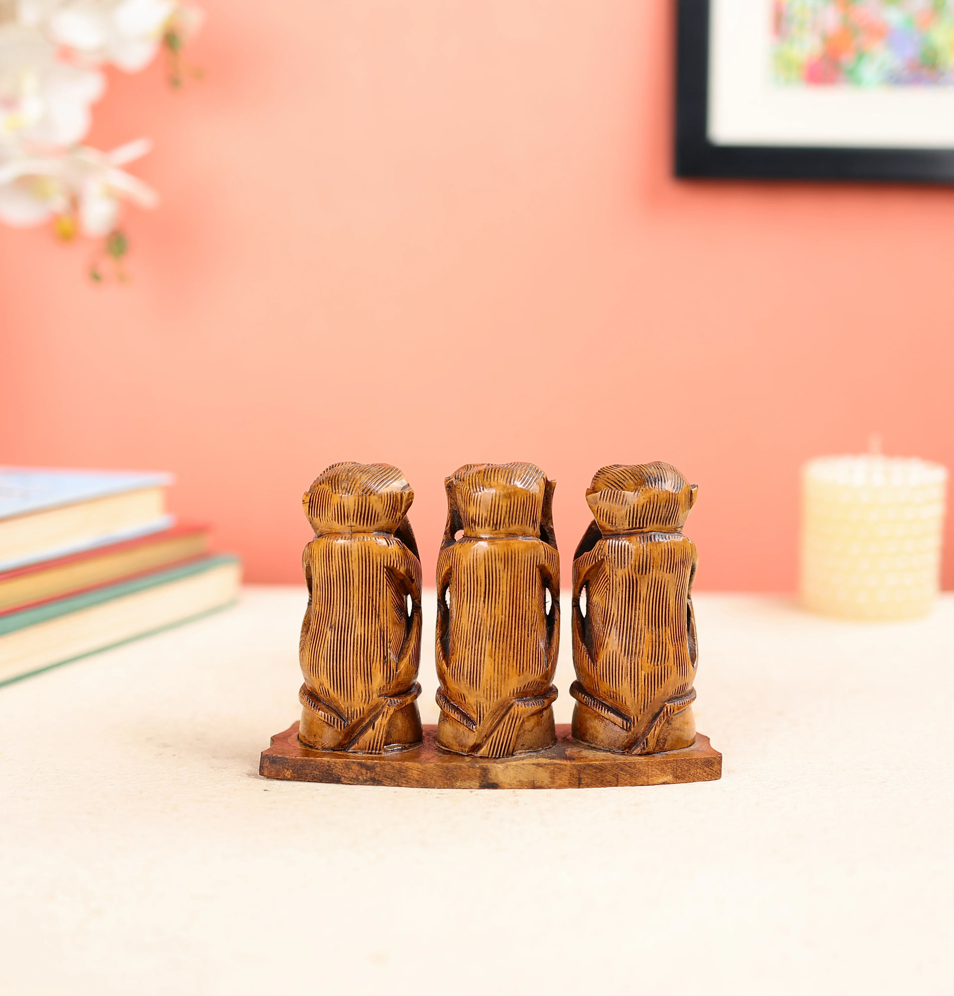 Wooden Gandhiji's Three Monkey Set - Small - Image 3